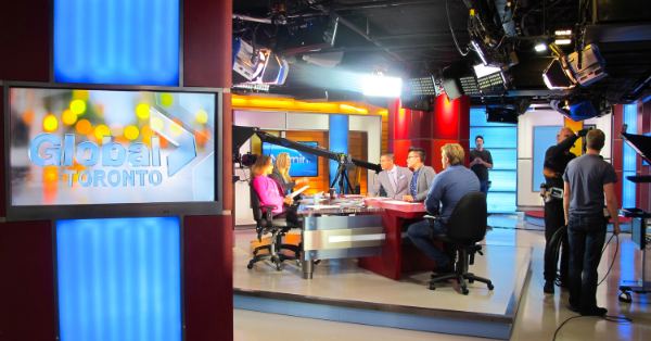 Geoff “iNcontroL” Robinson, one of the subjects from the documentary Rise of the eSports Hero talks with the Global Morning Show team during the press tour.