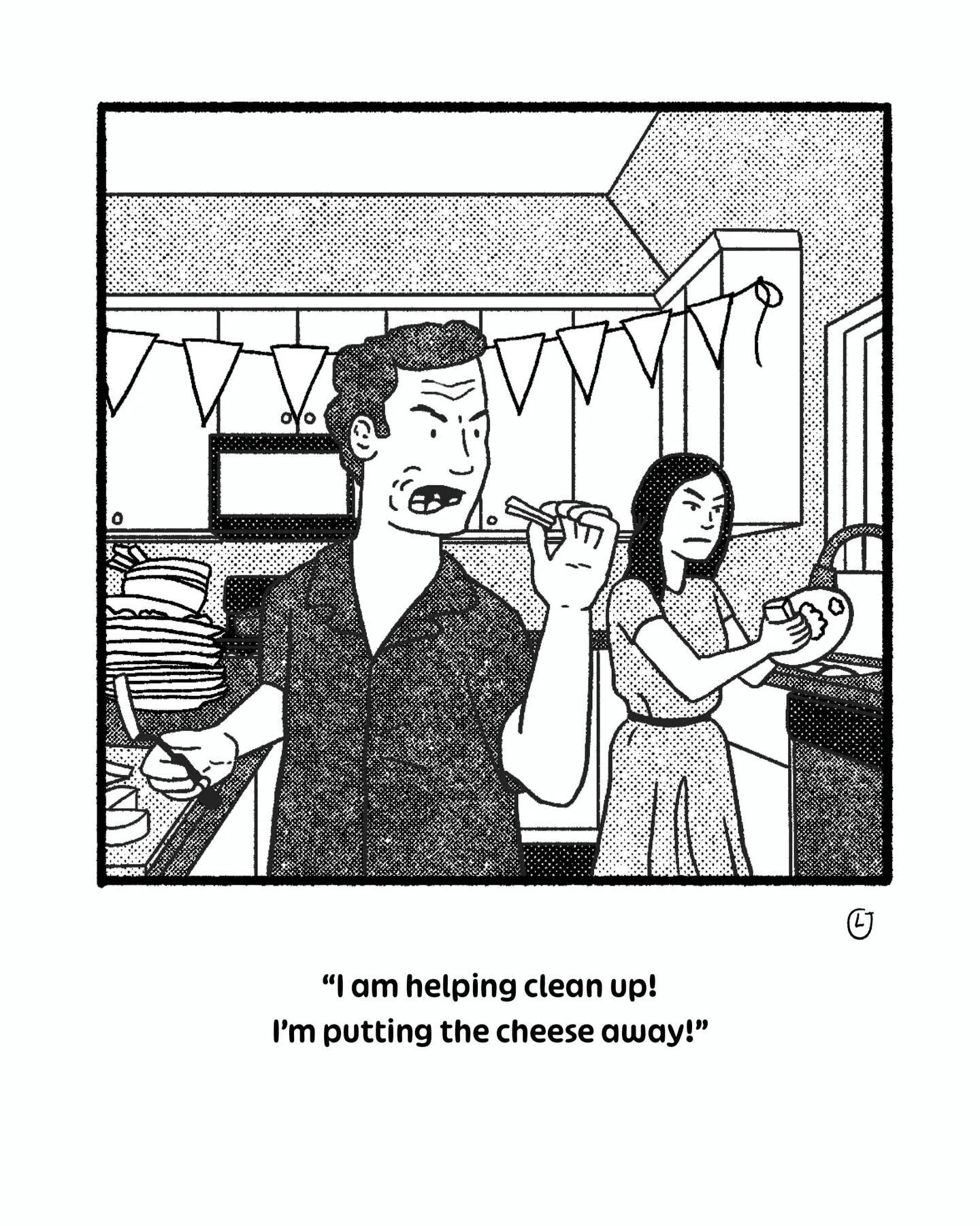 A cartoon about sharing domestic labour during the holidays. 
#catoon #comic #holidayseason #cheese