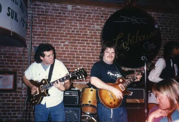 Band #3 – 1985 Joe Lawing, me and Calvin Hardy at “The Lighthouse.”