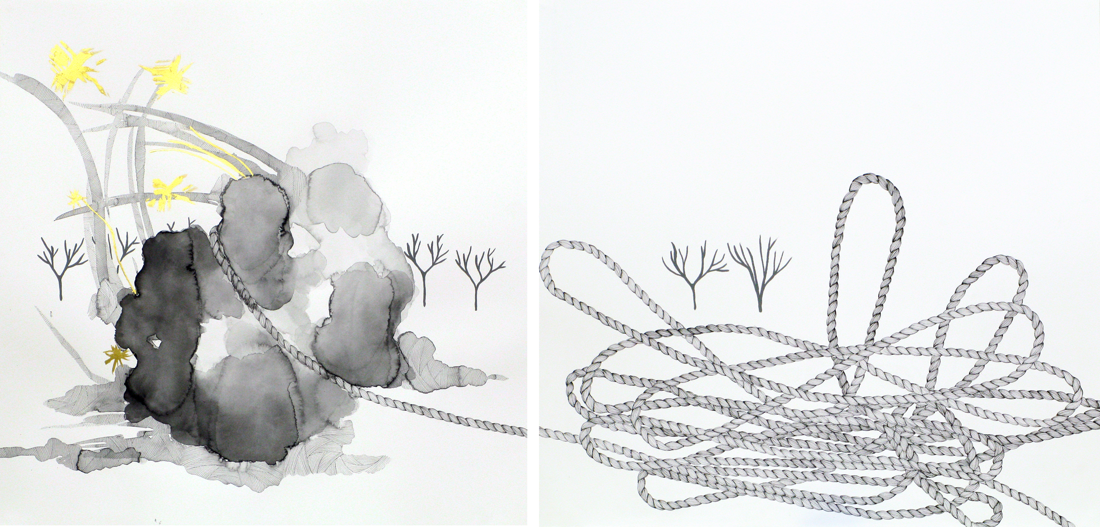 what a drag, at the end of my rope" (diptych)