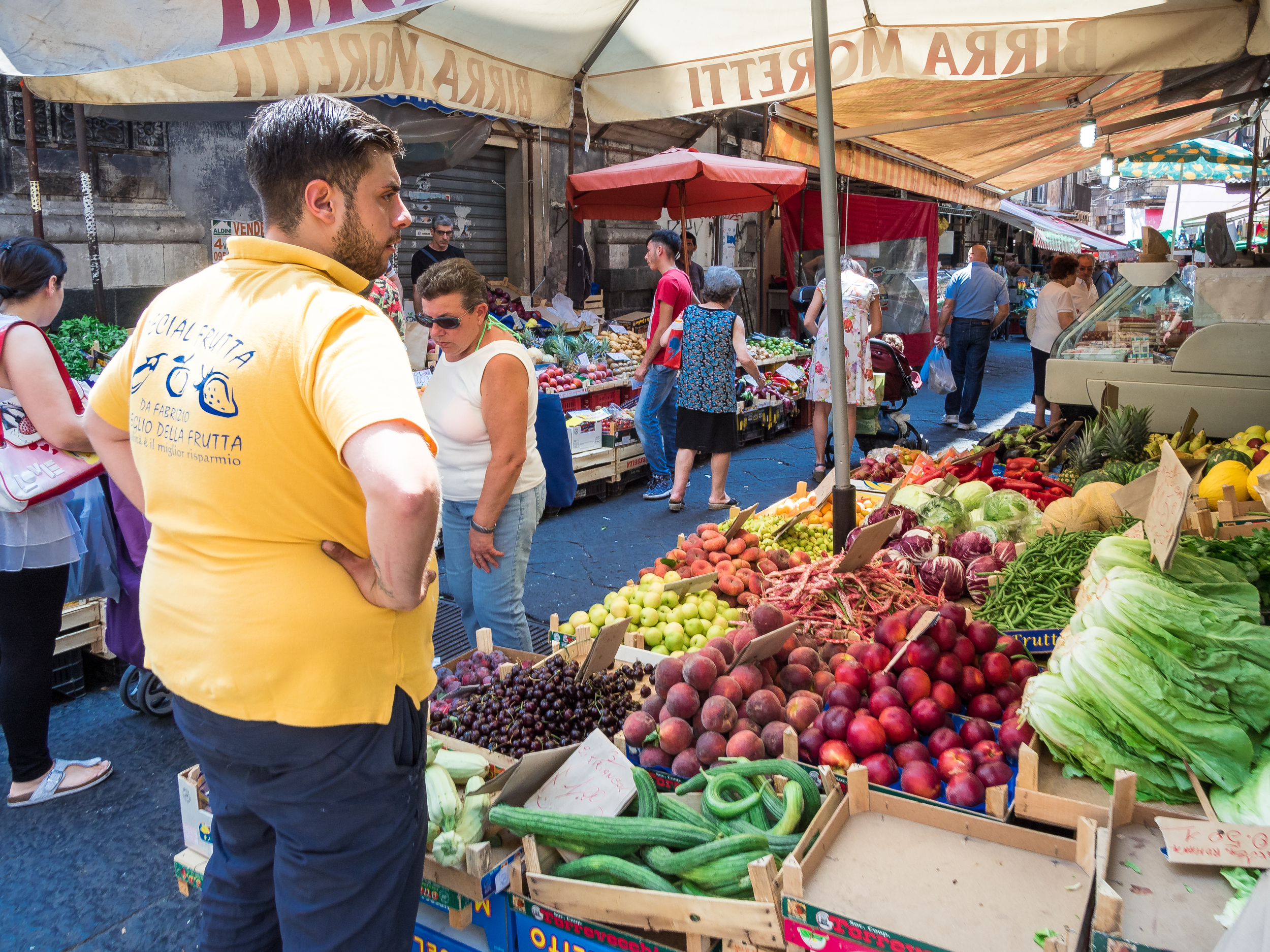 Italian man at his produce stand