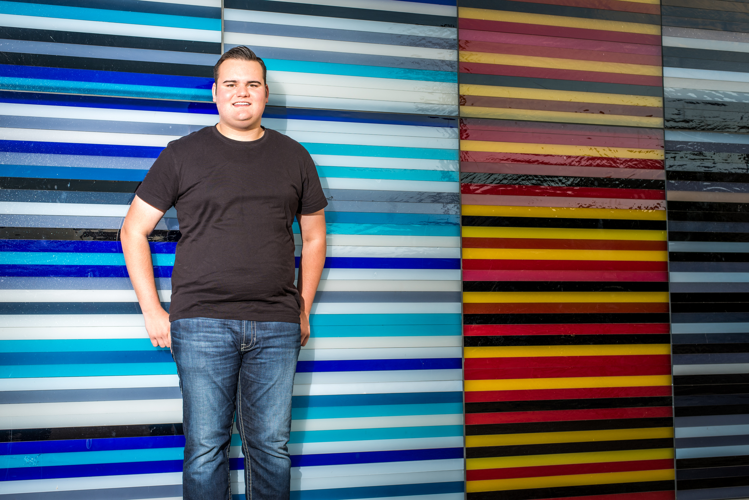 Downtown against a wall of color that is a popular location nowadays.