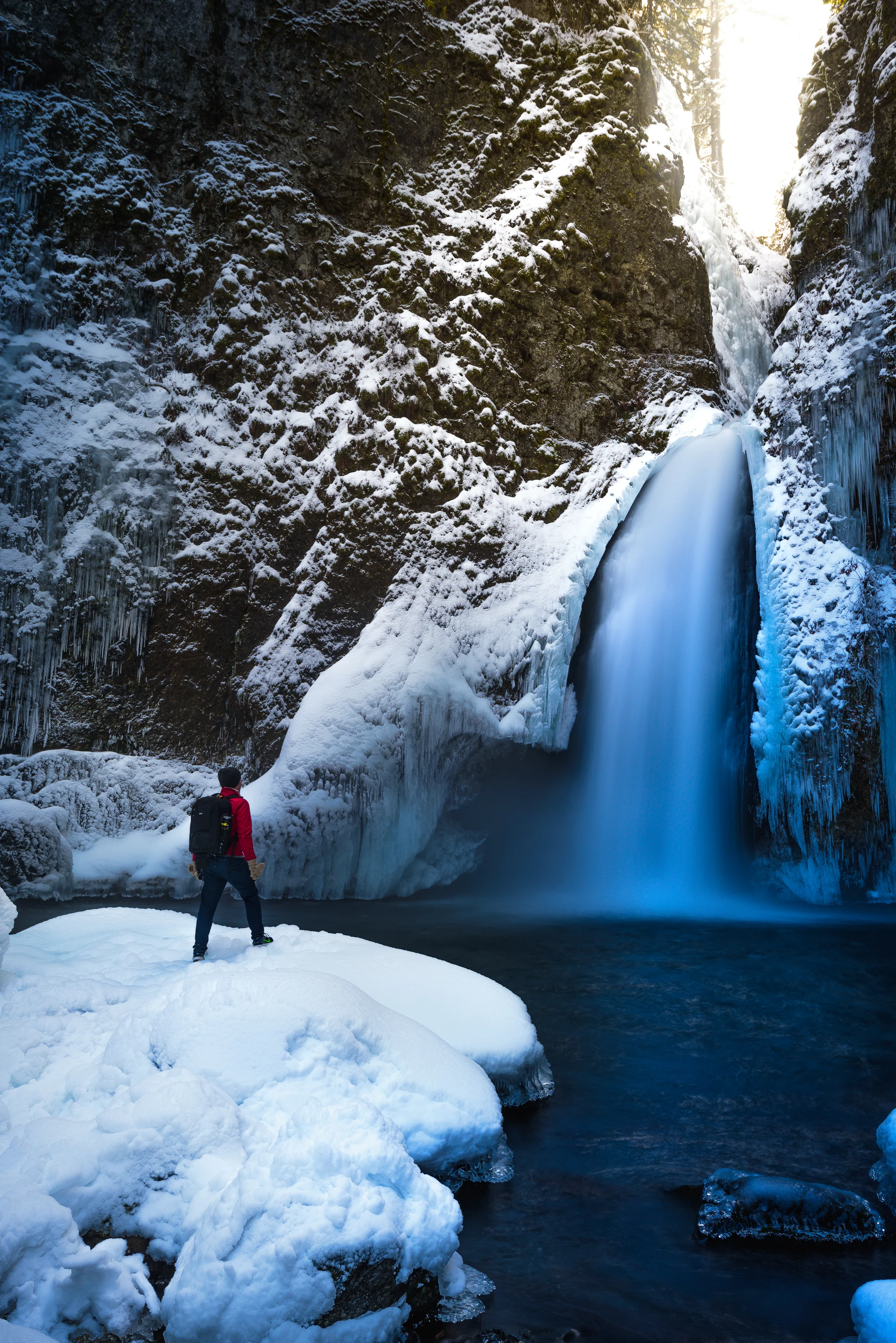 A short hike I went on alone to capture a snowy waterfall.