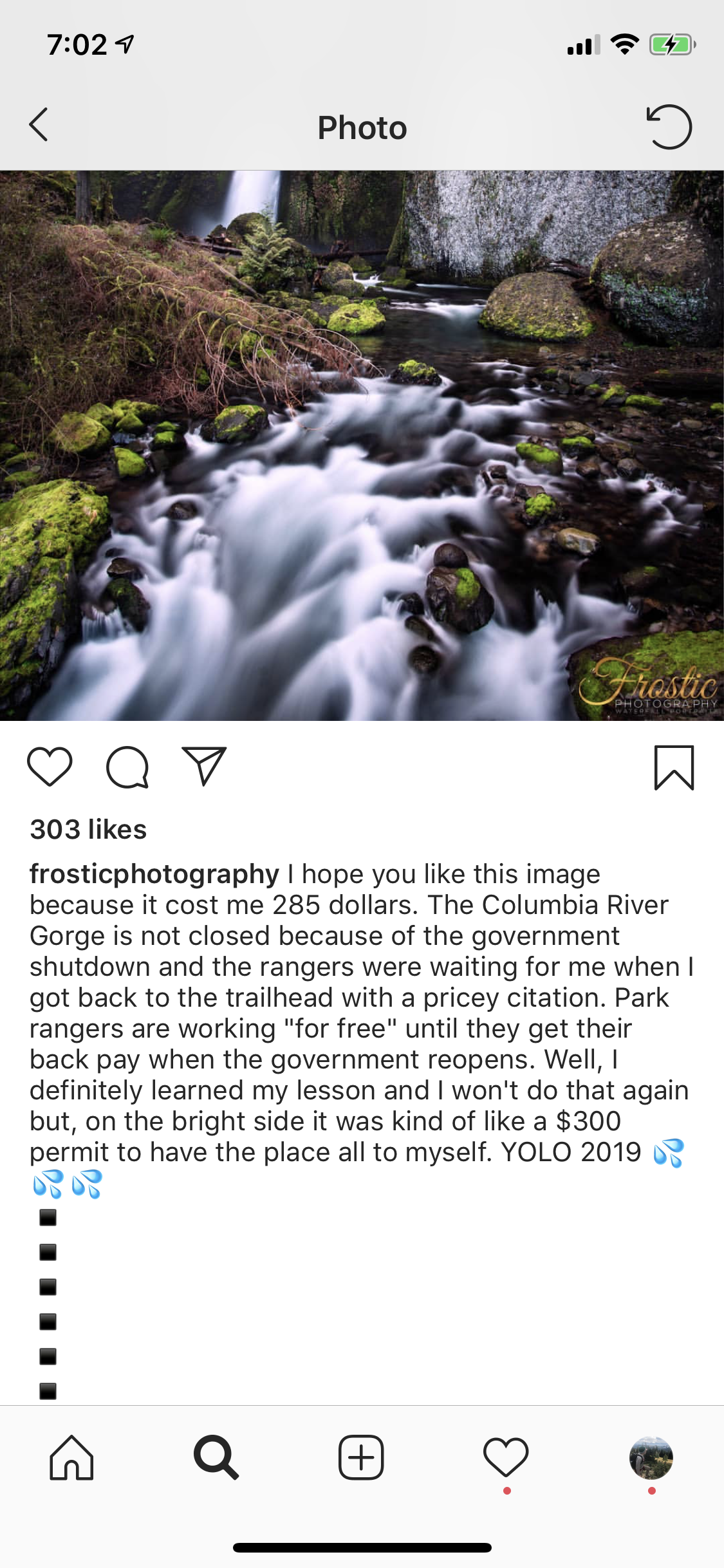What he changed the description to for this morning. Later, he deleted it almost entirely down only to the location tag.