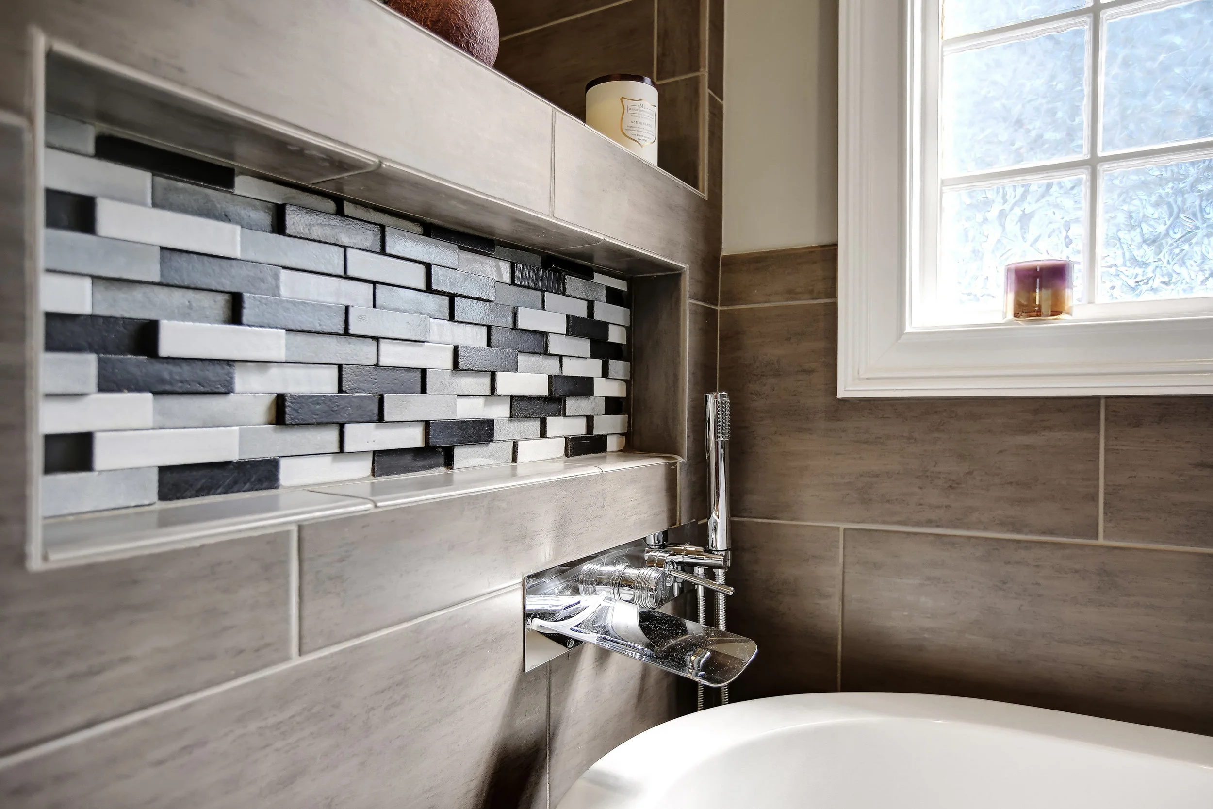 Mosaic tile in modern bath Waterbridge SC