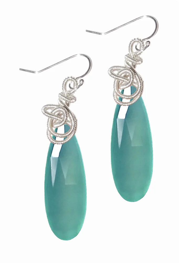 Aqua Chalcedony and Sterling Silver Earrings