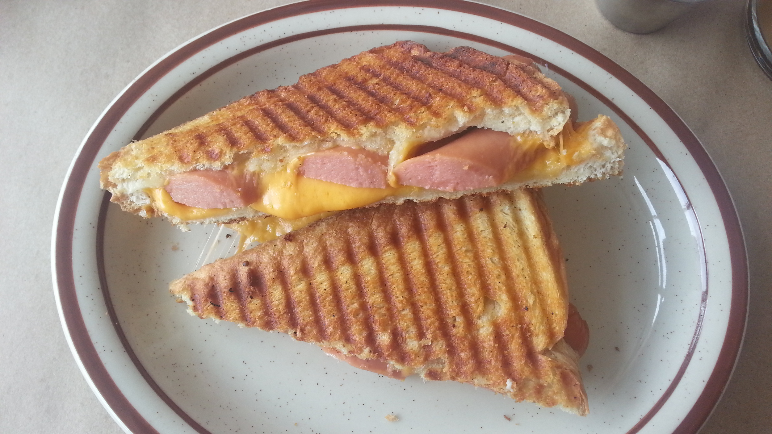 Smoked hot dogs + yellow cheddar + homemade ketchup