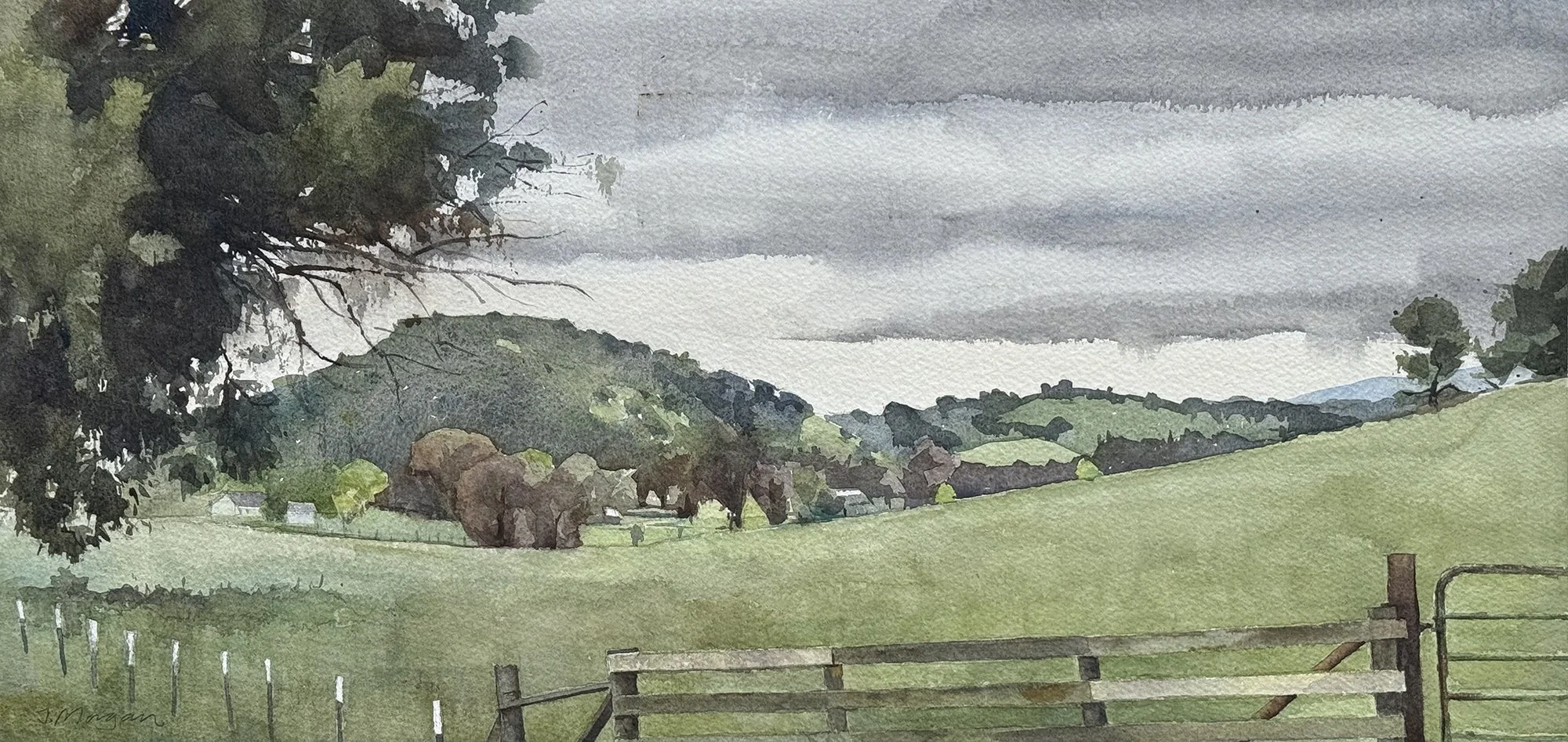   Day Road Ranch   Watercolor, 11” x 22.5” 