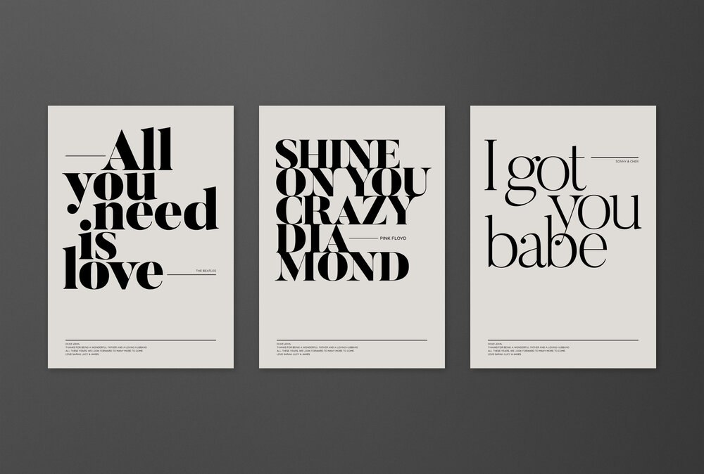 Song lyric customisable poster series — Upper &