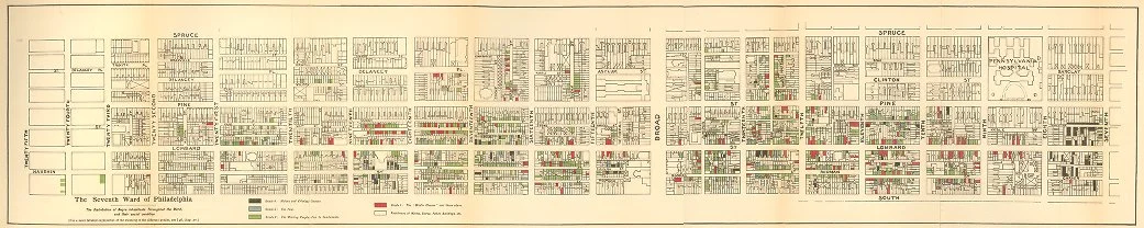 PHILADELPHIA'S 7TH WARD / HAND DRAWN MAP BY W E B DUBOIS