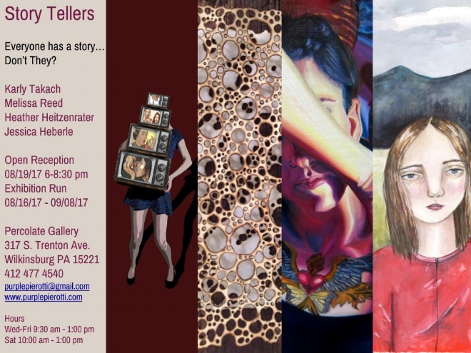 All of these pieces and a few more will be included in the Story Tellers exhibit hope to see you opening night!