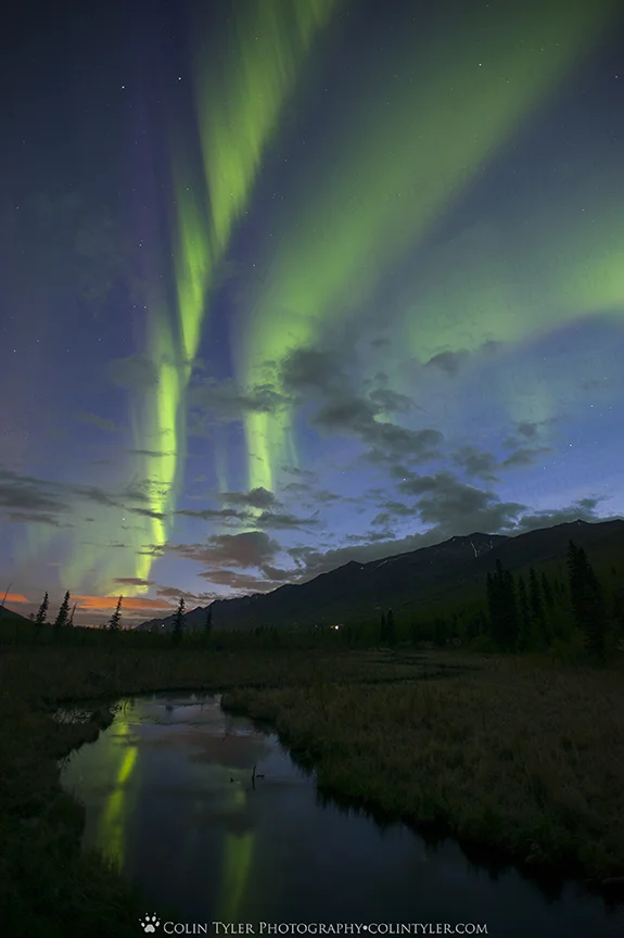Aurora and sunrise sky at the Eagle River Nature Center, Mothers' Day 2016