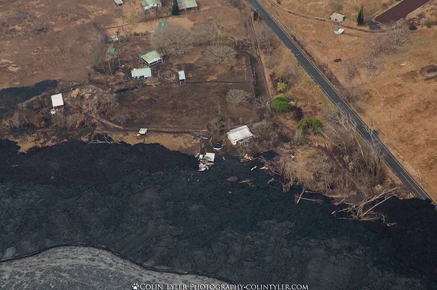 The lava river and its path of destruction, Lower Puna.