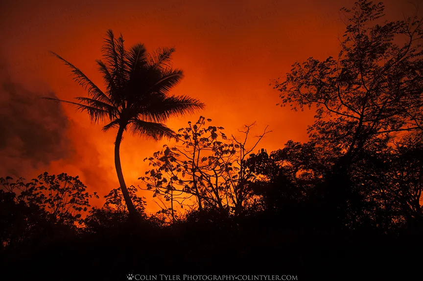 The red night sky in Pahoa, Lower Puna District