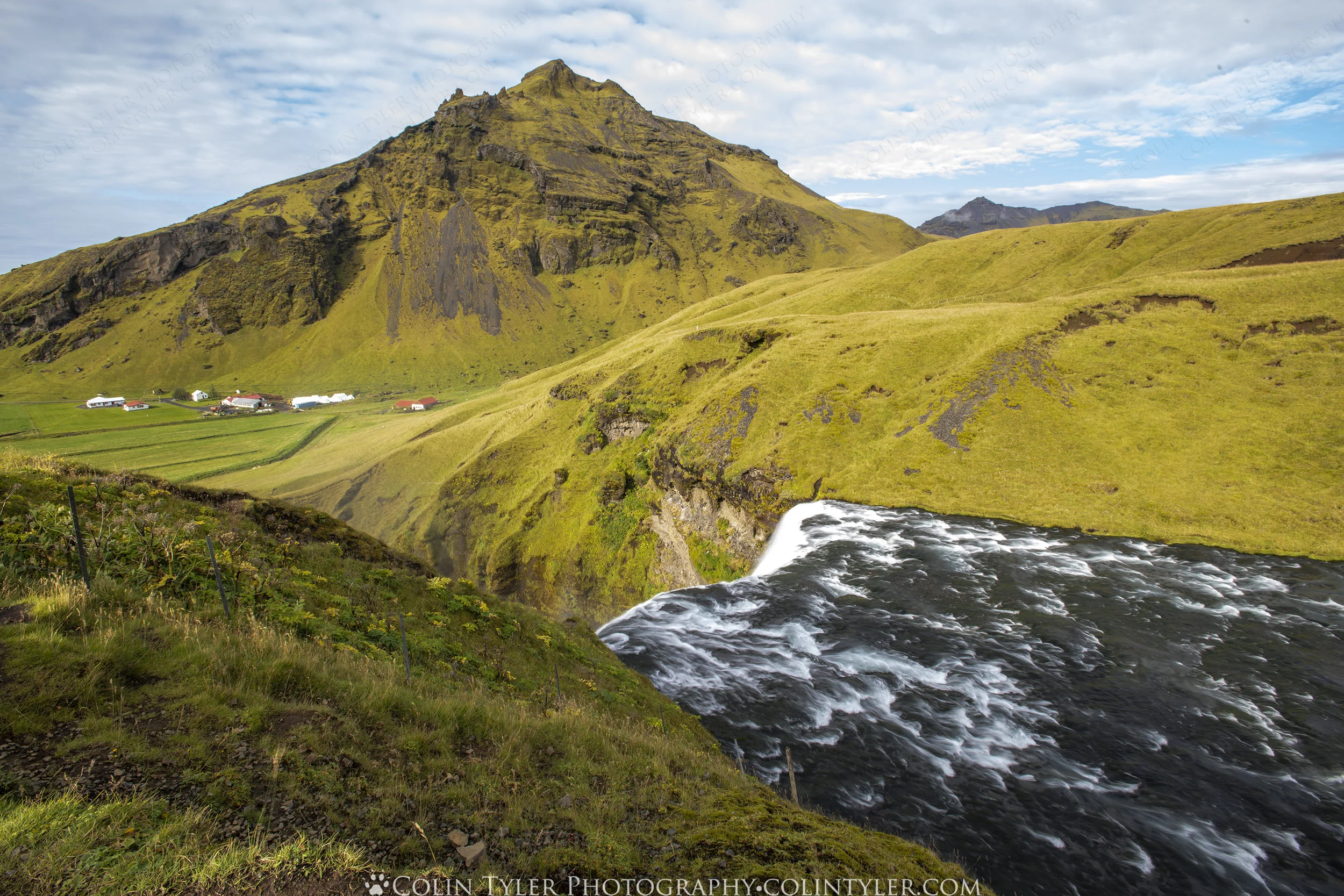 Top View of Skógafoss Waterfall