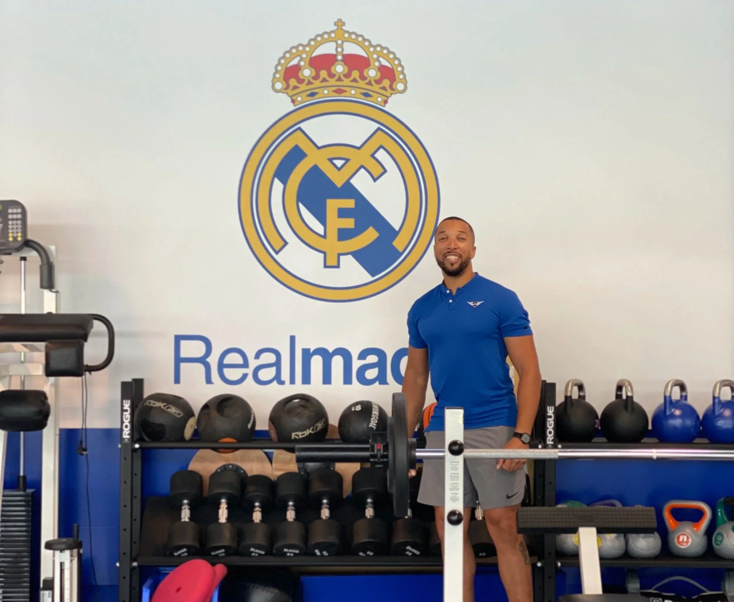 Jamal Liggin at Real Madrid headquarters in Madrid Spain leading an elite coaches performance clinic.