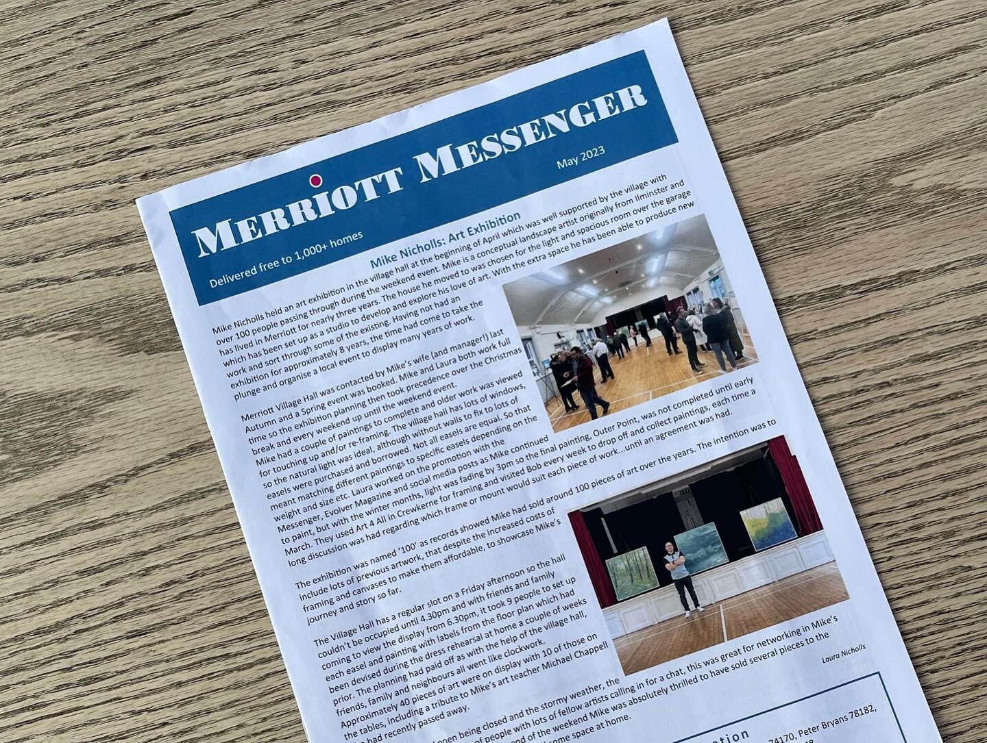 Apologies for the silence since the exhibition whilst I was struck down with a toothache 😫 
🎨
Deliveries now completed and winner of the prize draw has been notified. 
Also made the front page of the Merriott Messenger 👍 
🎨 
Results of the visito