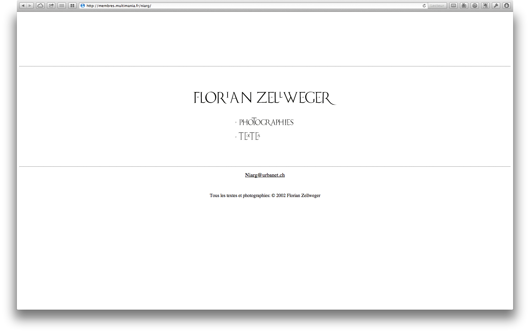 Mon premier site internet, remontant à 2002 et hébergé par Multimania.