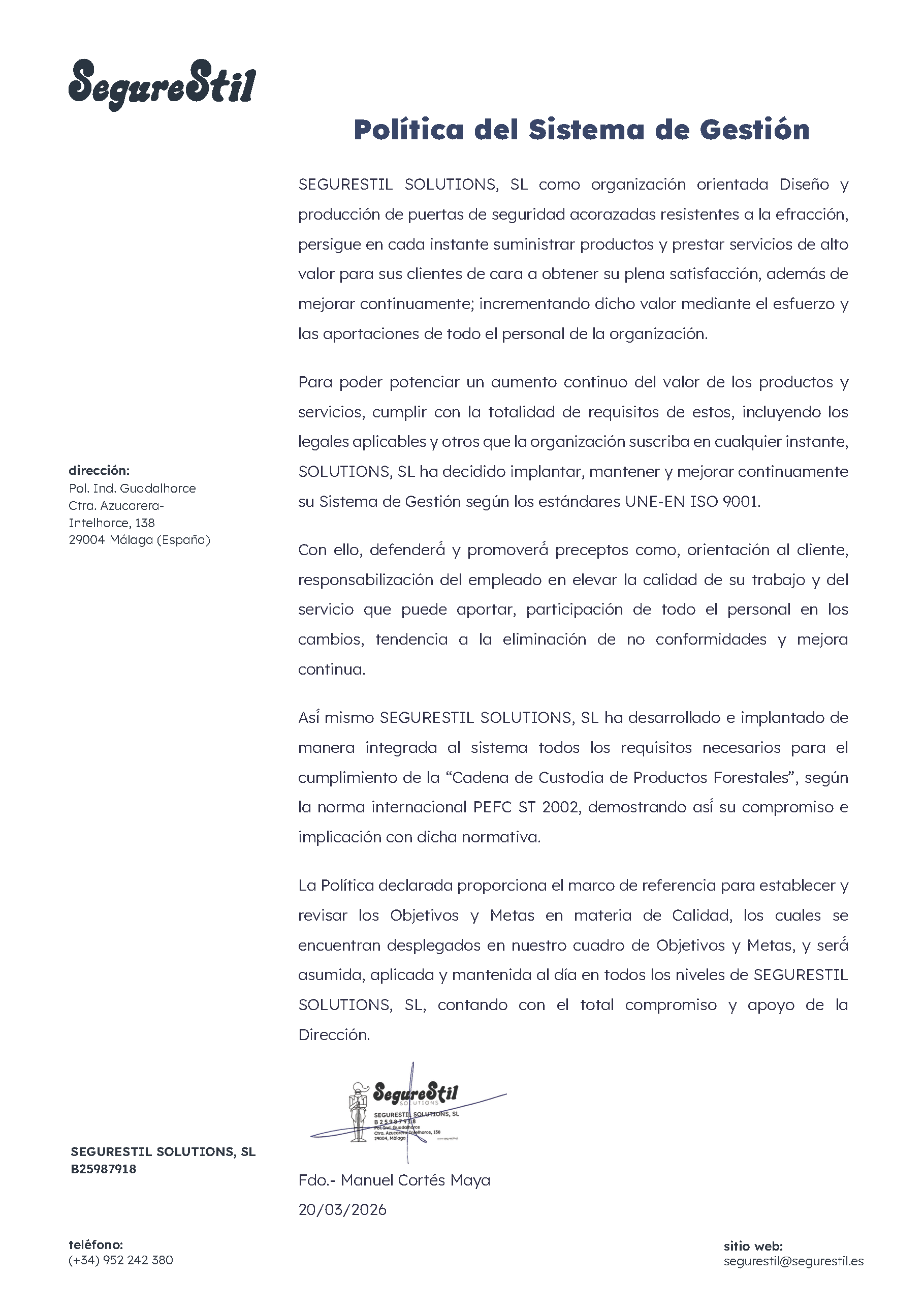 Política de Sistema de Gestión