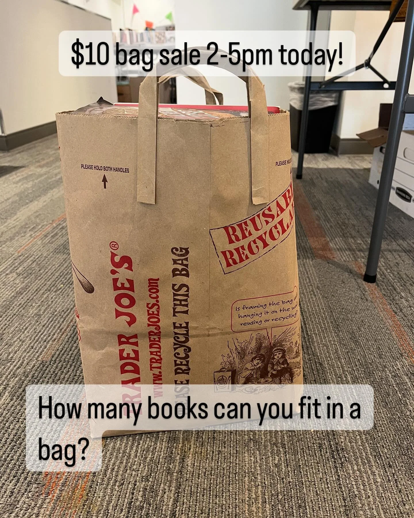 Day 2 of our sale! Starting at 2pm we have a bag sale where you can purchase a bag of books for just $10!