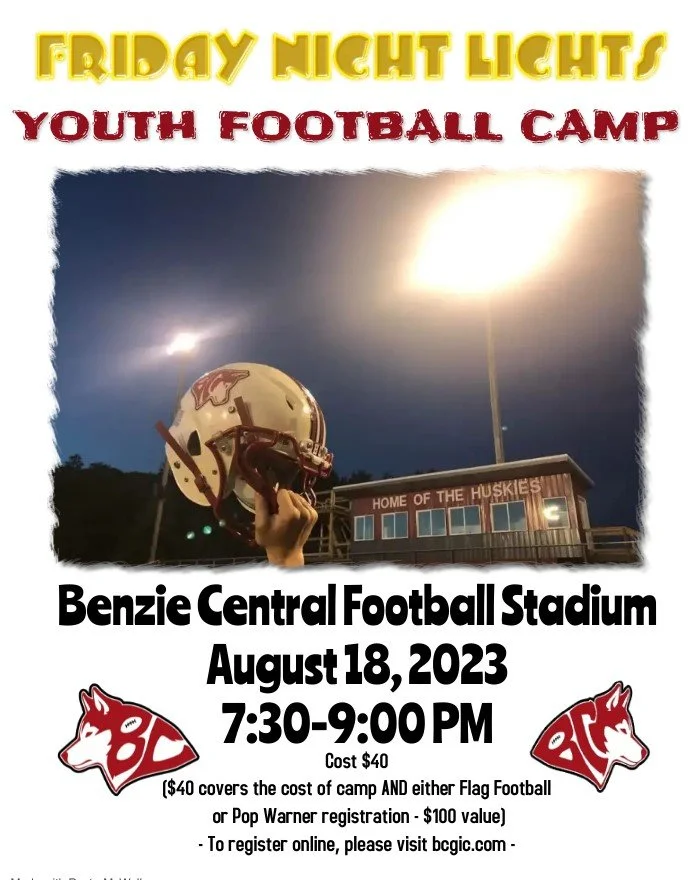 "Friday Night Lights" Youth Football Camp August 18th, 2023 — Benzie
