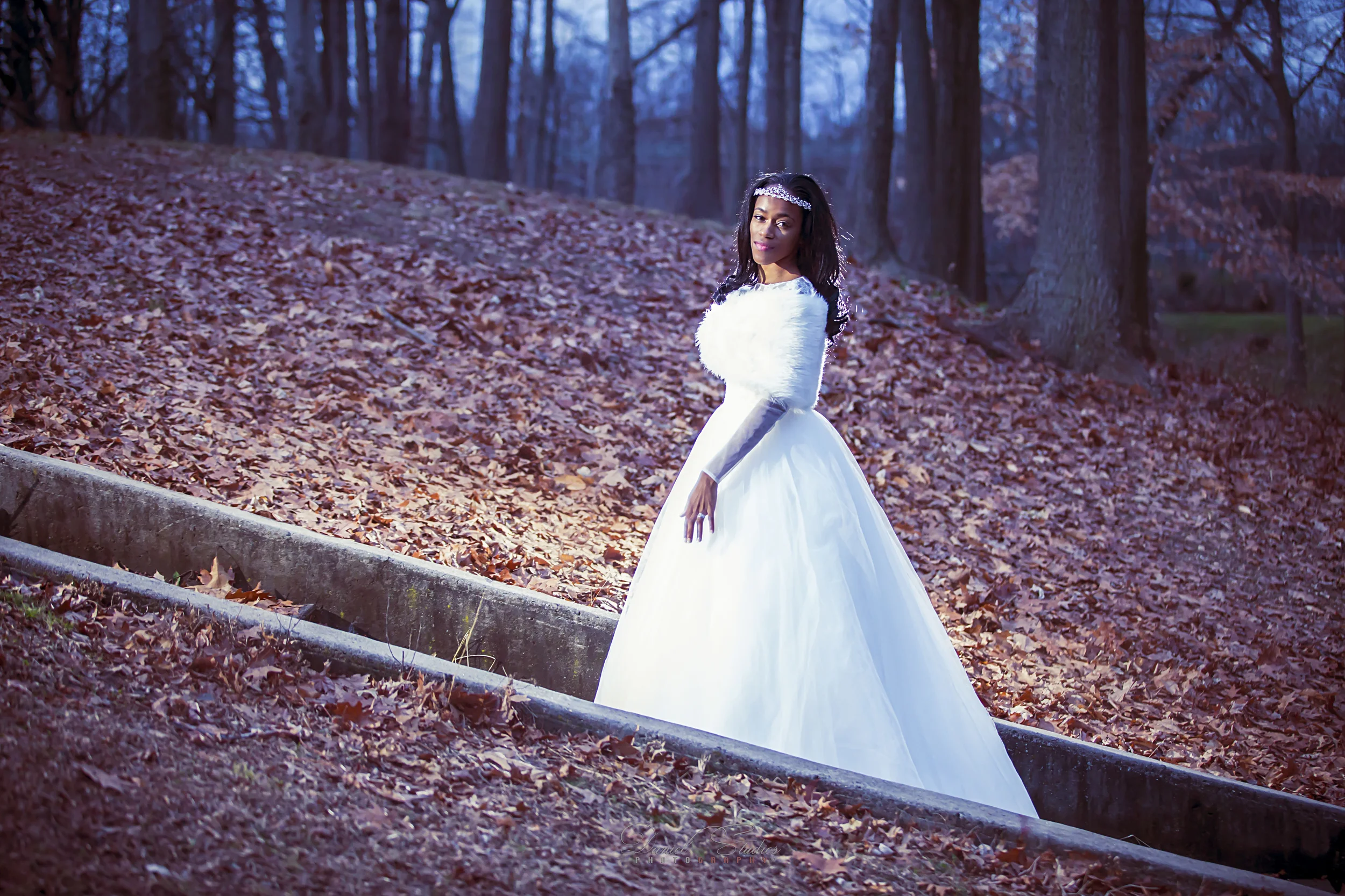 Cinderella strolling through the wood during the Fall Season
