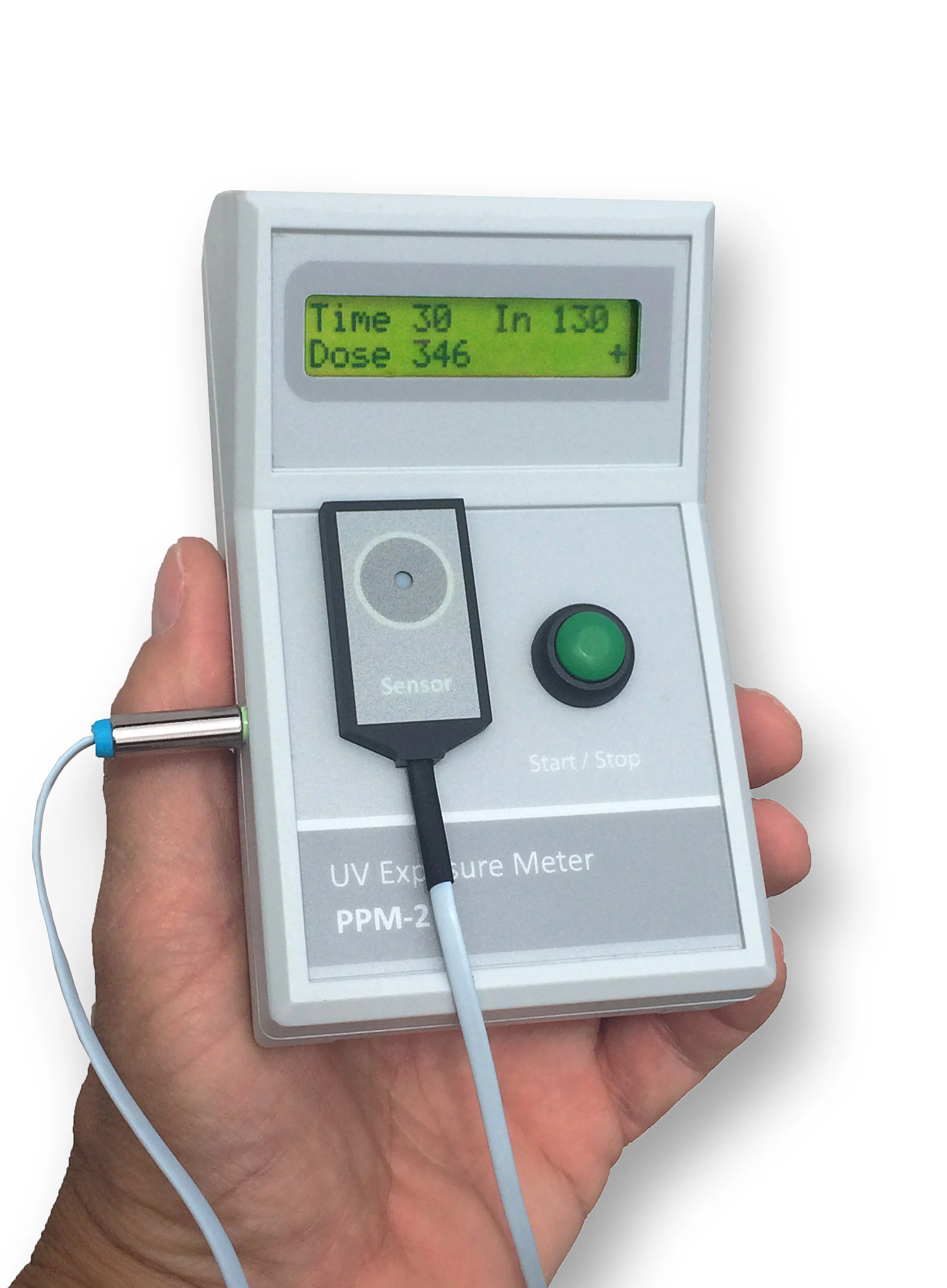 The external sensor also attaches magnetically to the front of the control unit for convenience when measuring sources such as the sun.