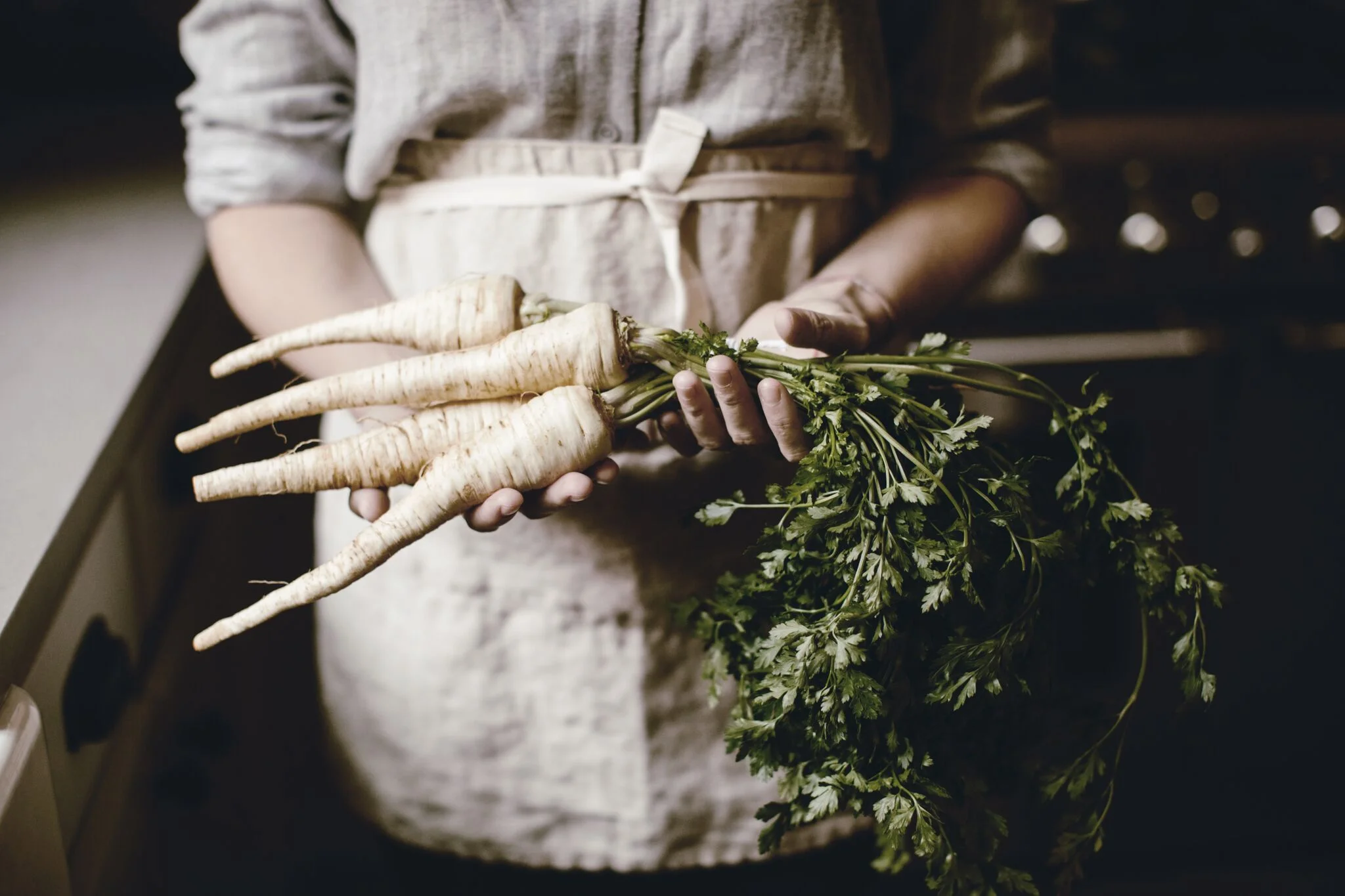 Seen here: our linen waist apron