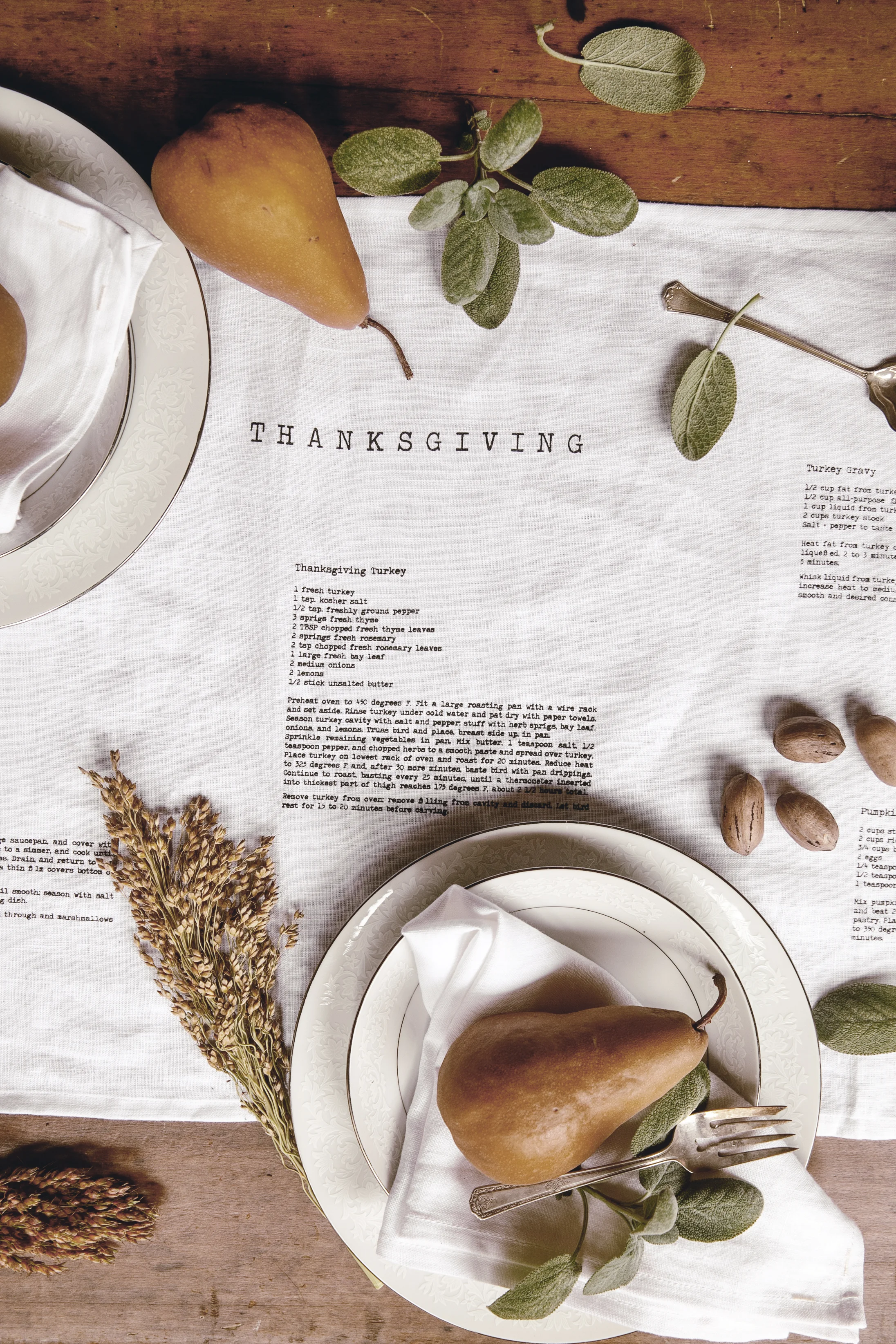 thanksgiving table runner with family recipes by heirloomed