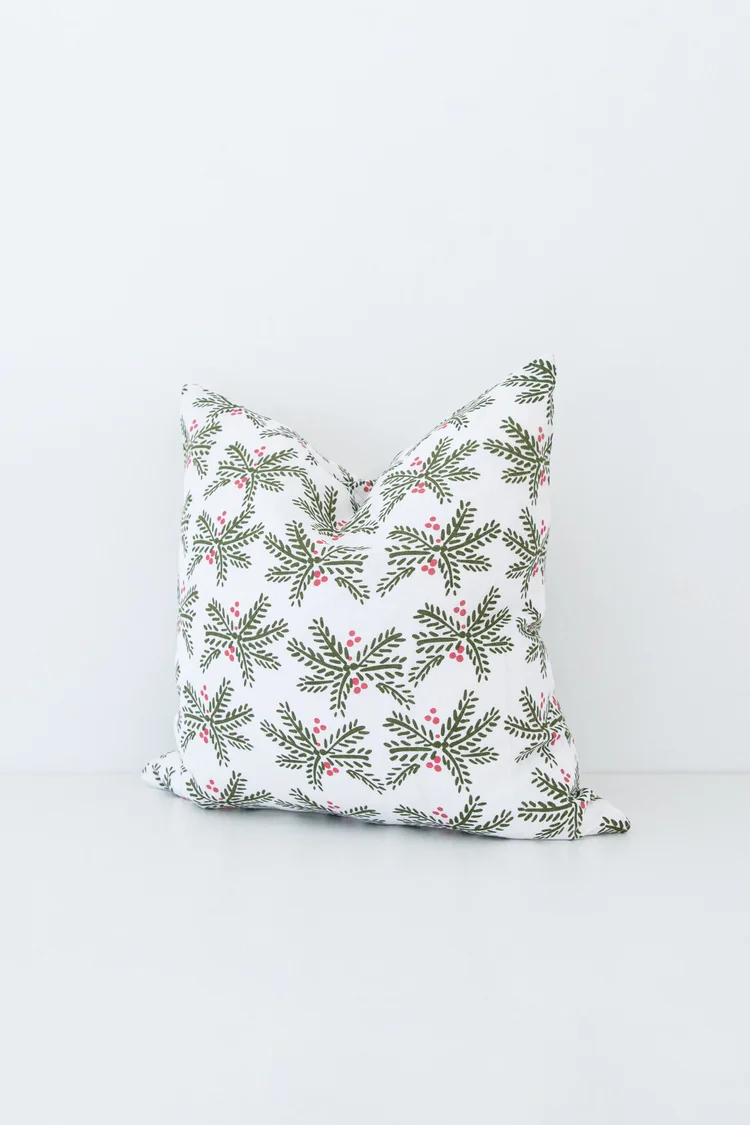 Holly Berry Pillow Heirloomed Linen Aprons Tabletop