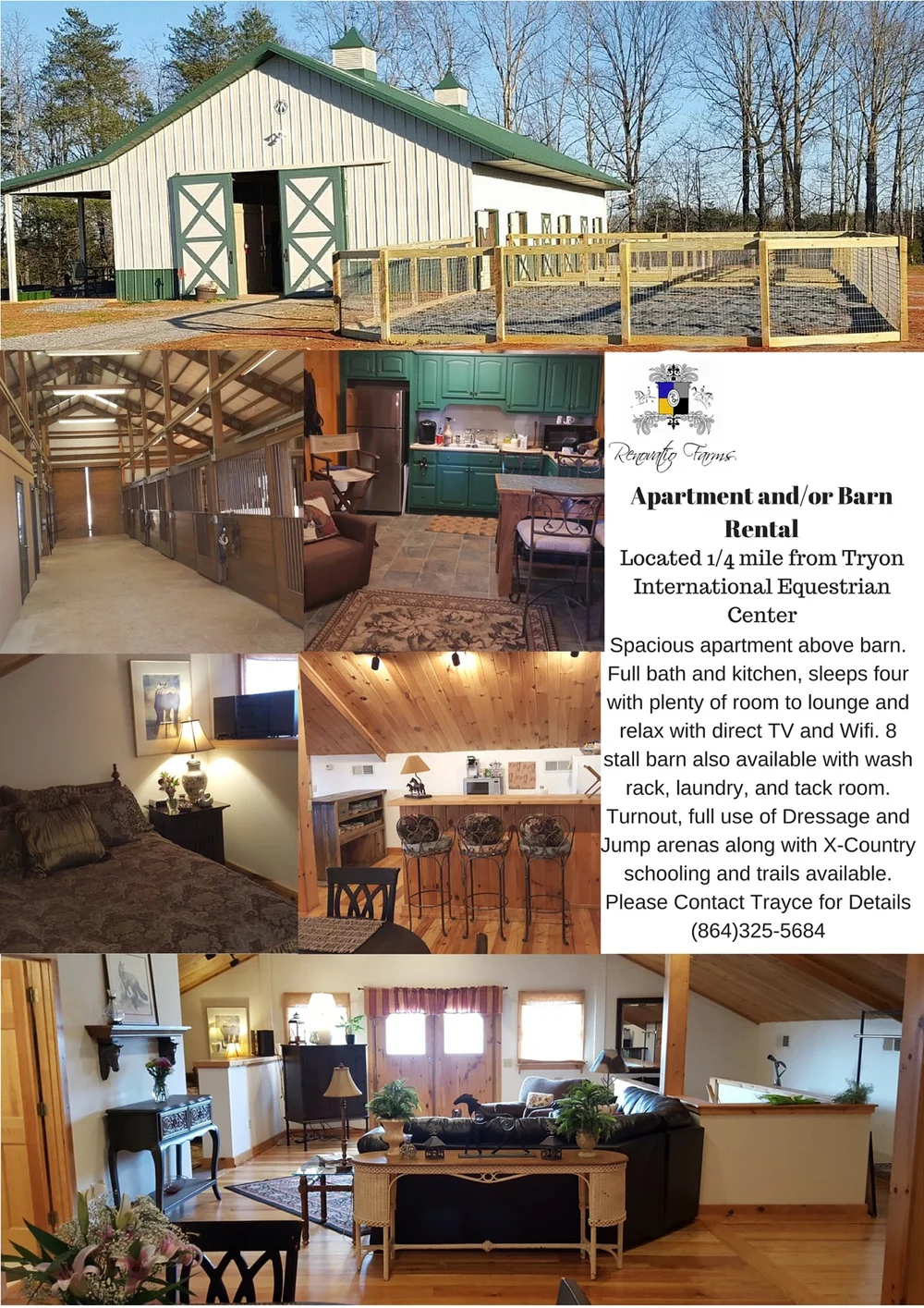 Apartment Barn Rental Renovatio Farm Equestrian Horse Boarding Training Tryon Nc