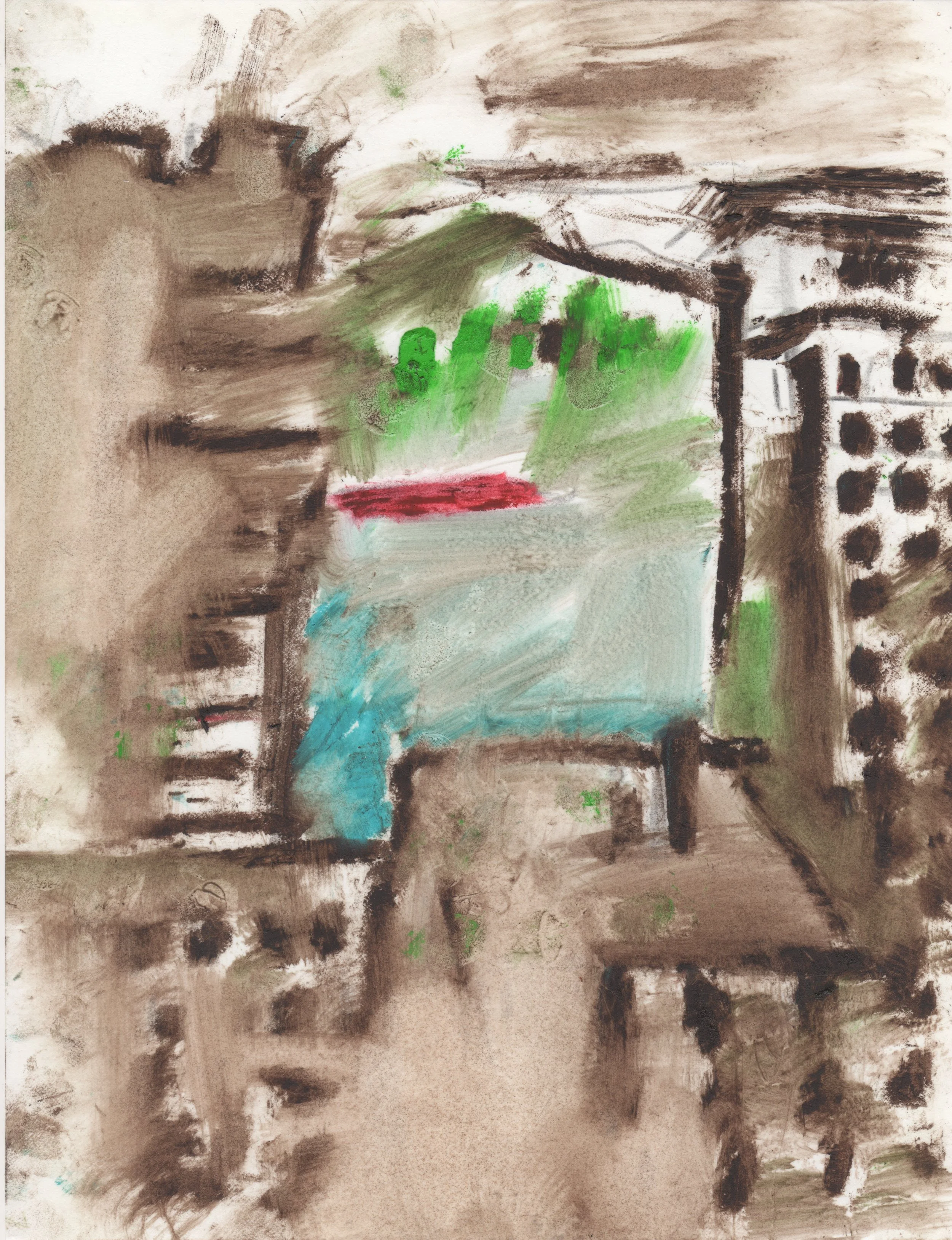  Building view #3 2017 11 x 8.5" Oilbar on vellum 