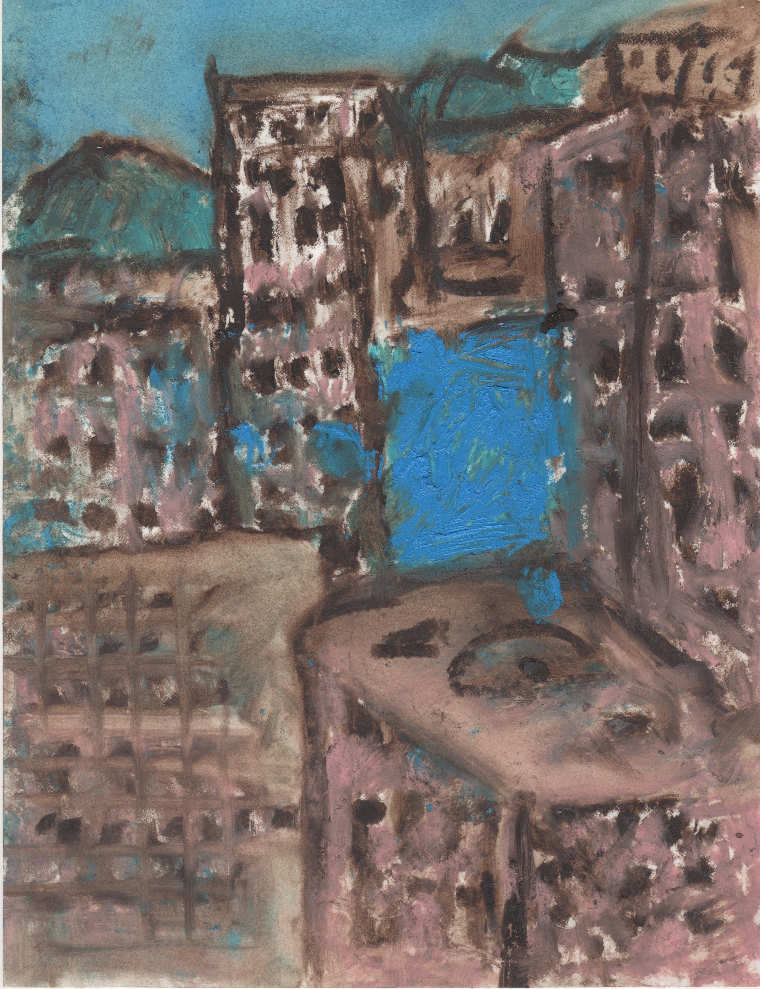  Building View #4 2017 8.5 x 11" Oilbar on vellum  