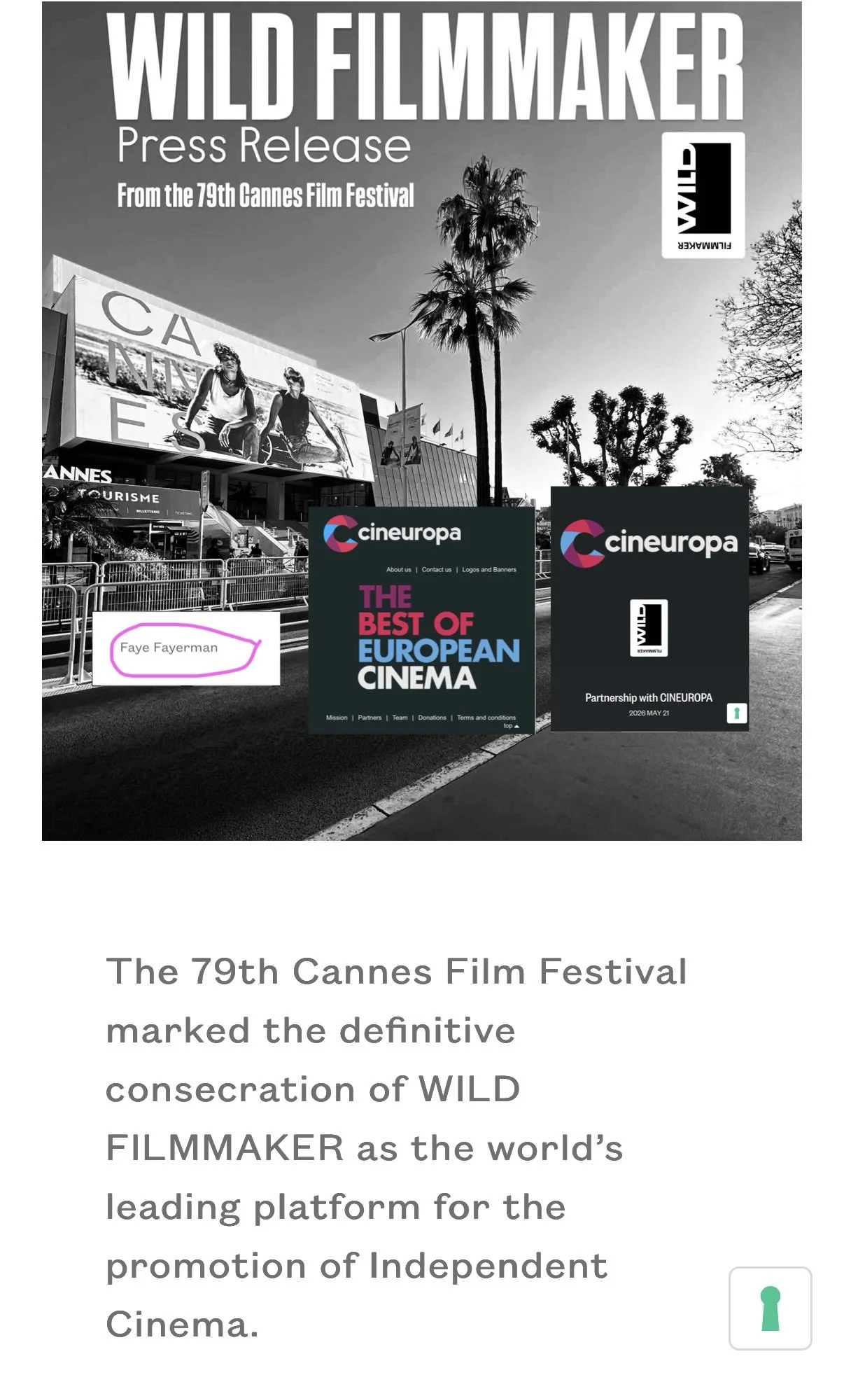  2026 Wild Filmmaker Partnership with Cineuropa Independent Cinema Cannes Film Festival 