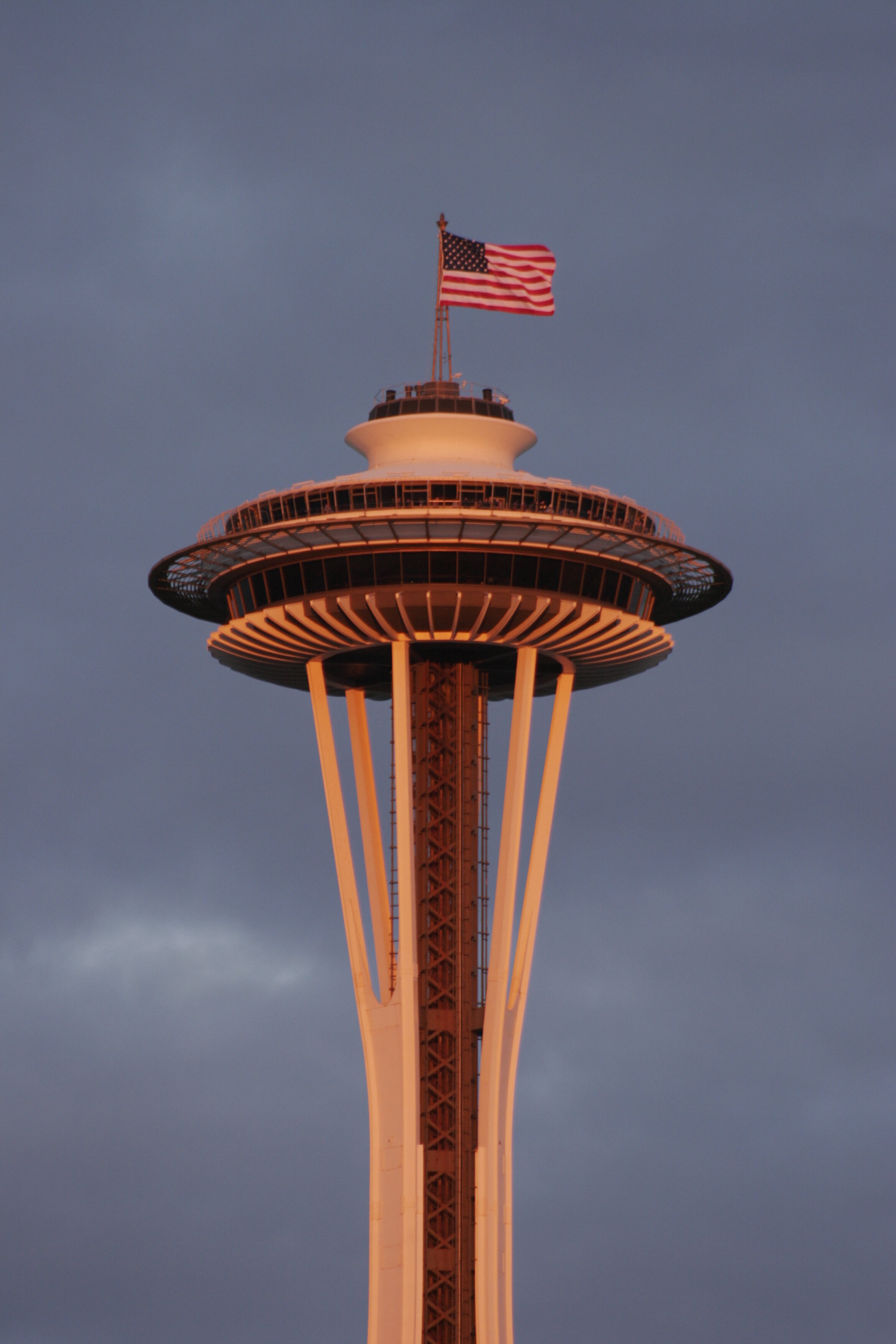 The Space Needle Flying Old Glory - Seattle, WA