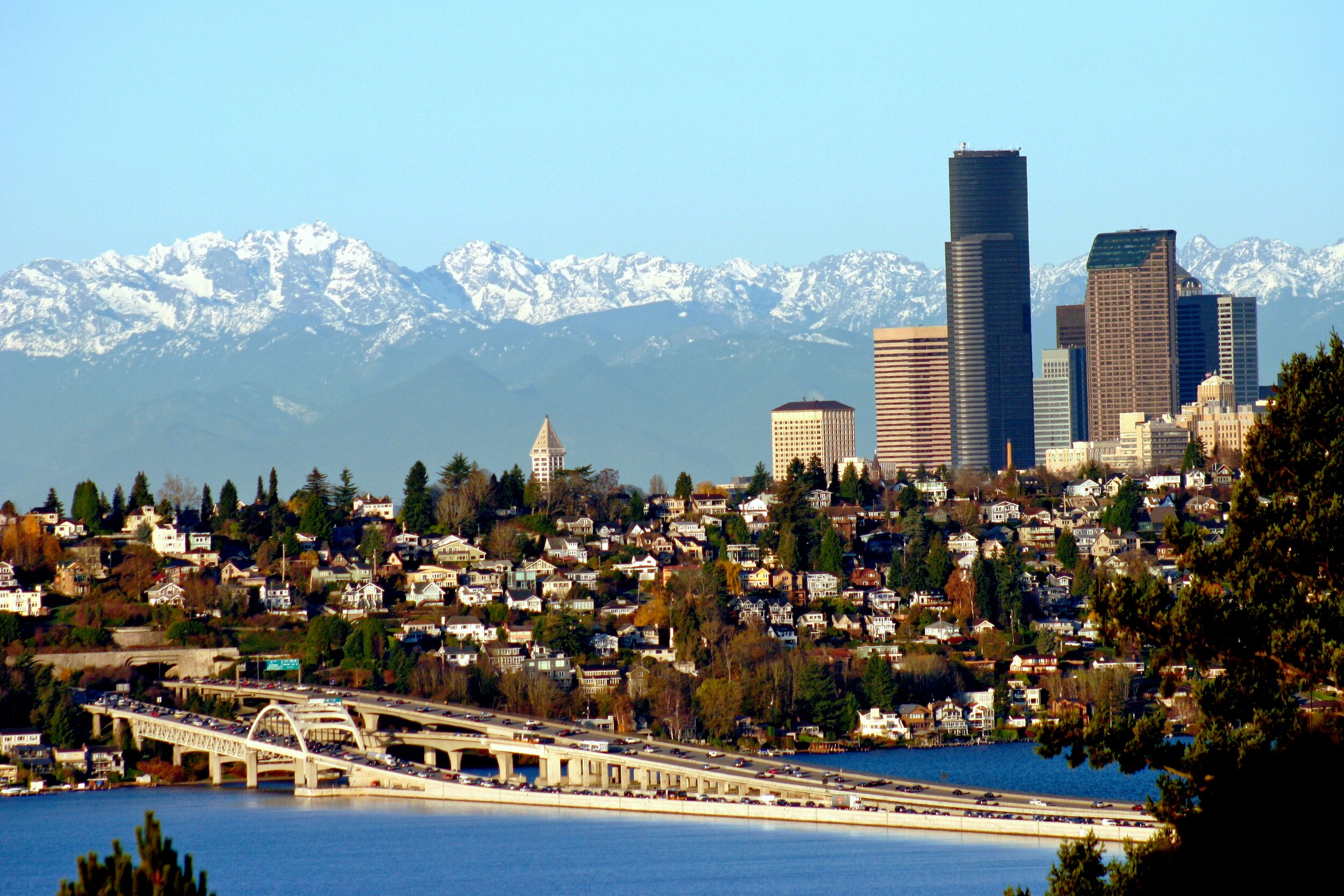 Western View of Seattle and Olympic Mountains from Mercer Island, WA