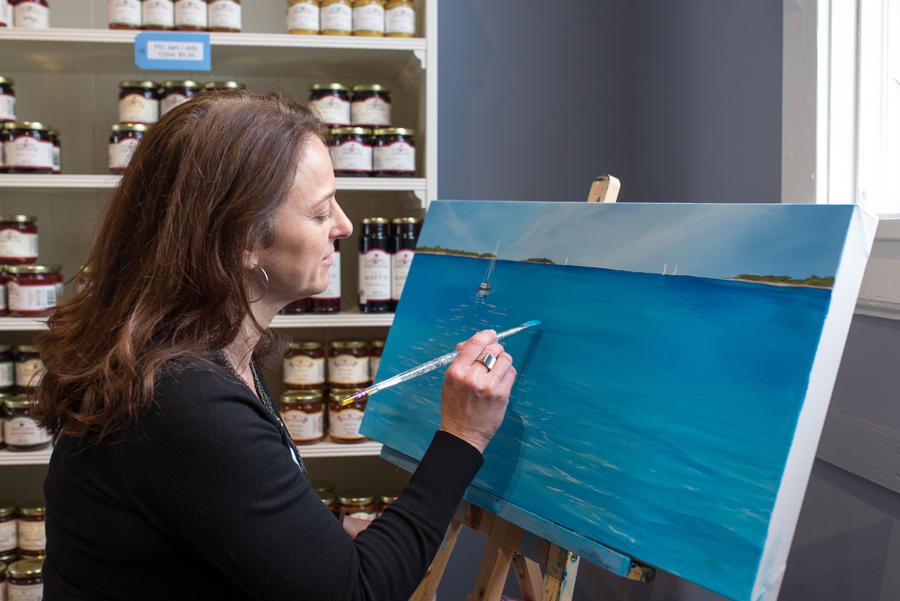 Live painting by artist Kimberley Eddy at Made in the Maritimes. Fun to see a painting in process!