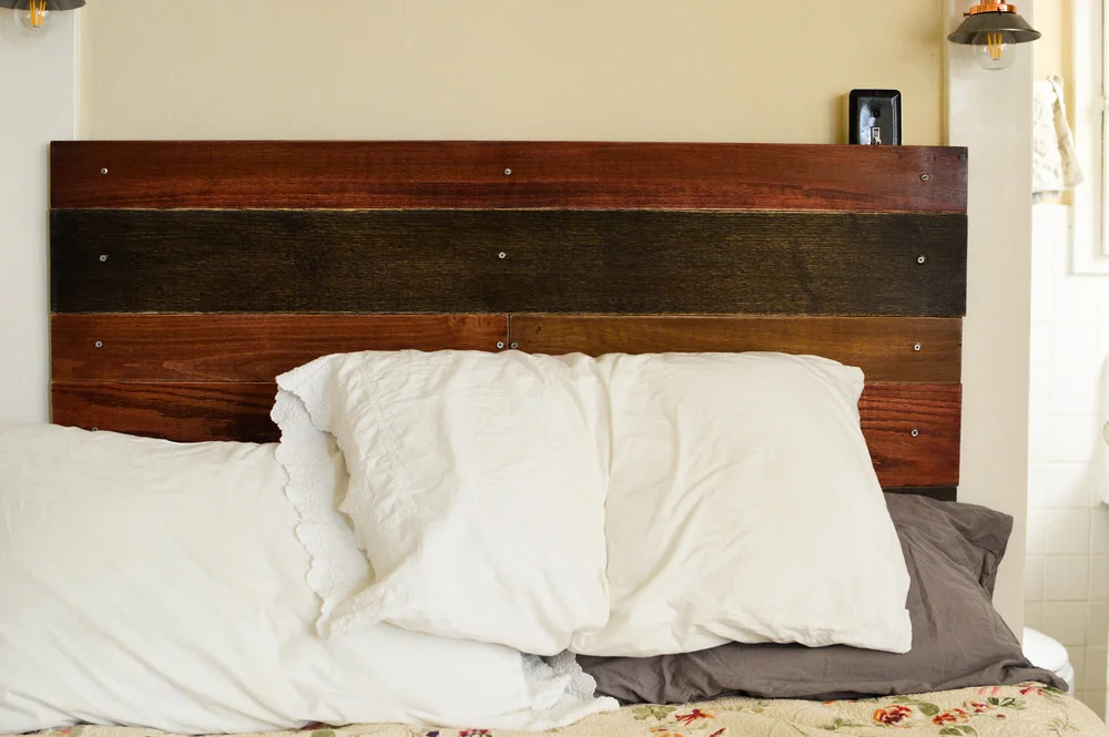 DIY Hanging Wood Headboard
