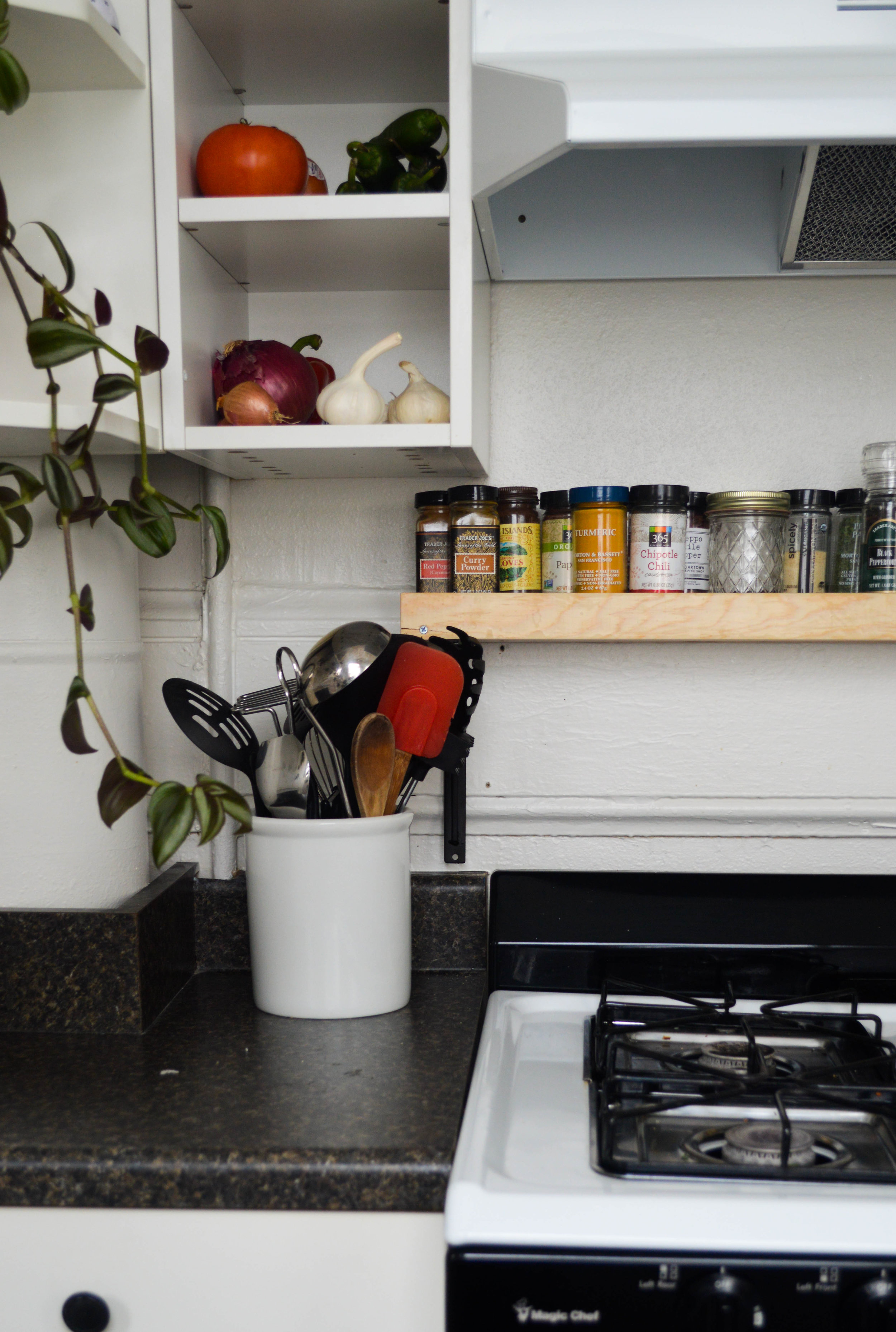 stainless steel over the stove shelf