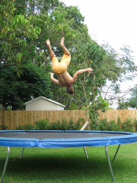  Rick also loves to jump on trampolines. 