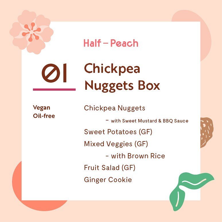This week&rsquo;s #oilfree box features new Chickpea Nuggets &amp; a Ginger Cookie! Order on halfpeachbakery.com by Thursday night for pickup on Friday.

Also look out for new oil-free items in the deli case this week!