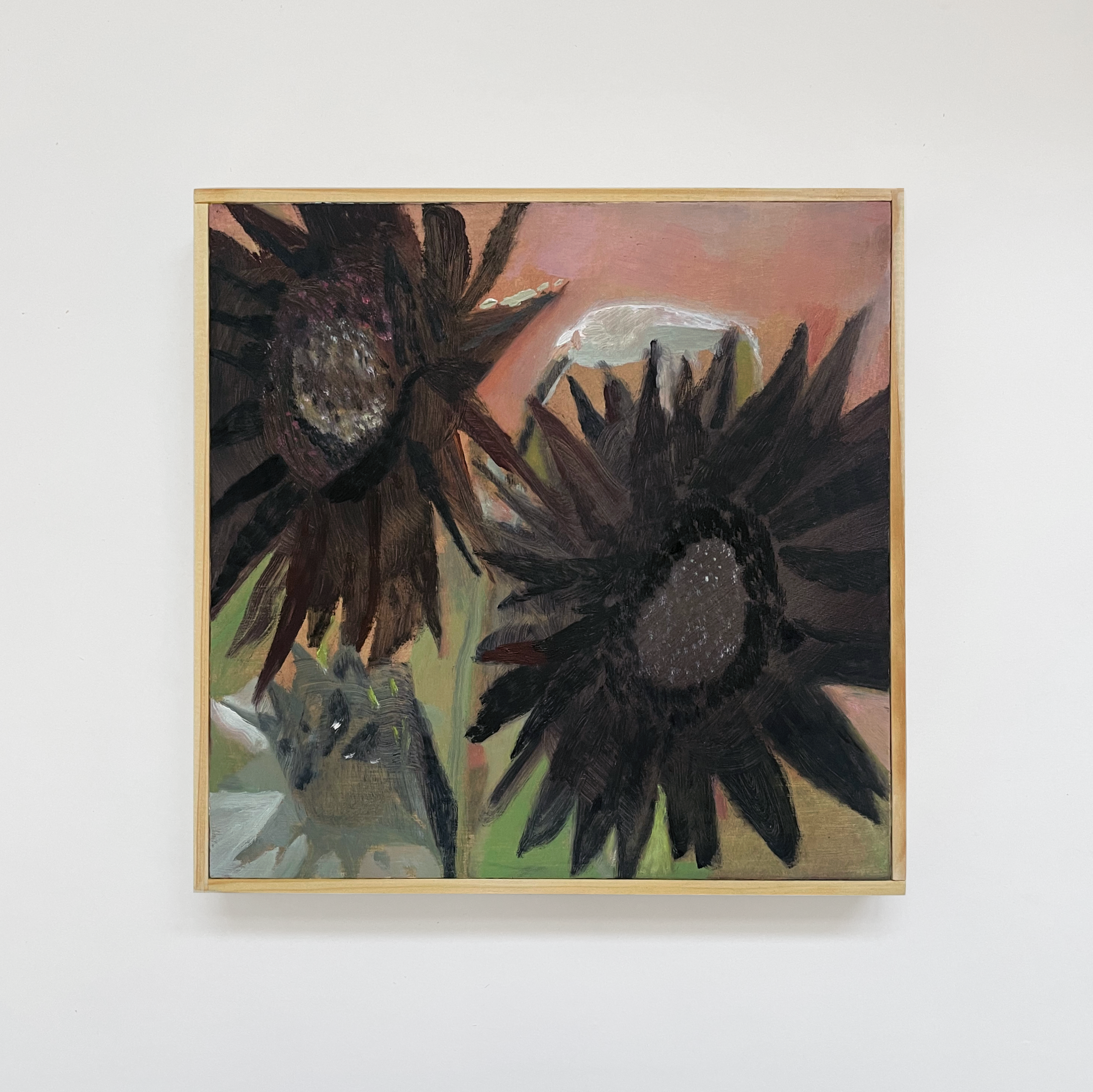 Ellen-Siebers_Black-Sunflowers_2022_oil-on-shaped-birch-panel-with-artists-frame_11.5x11.5-inches.png