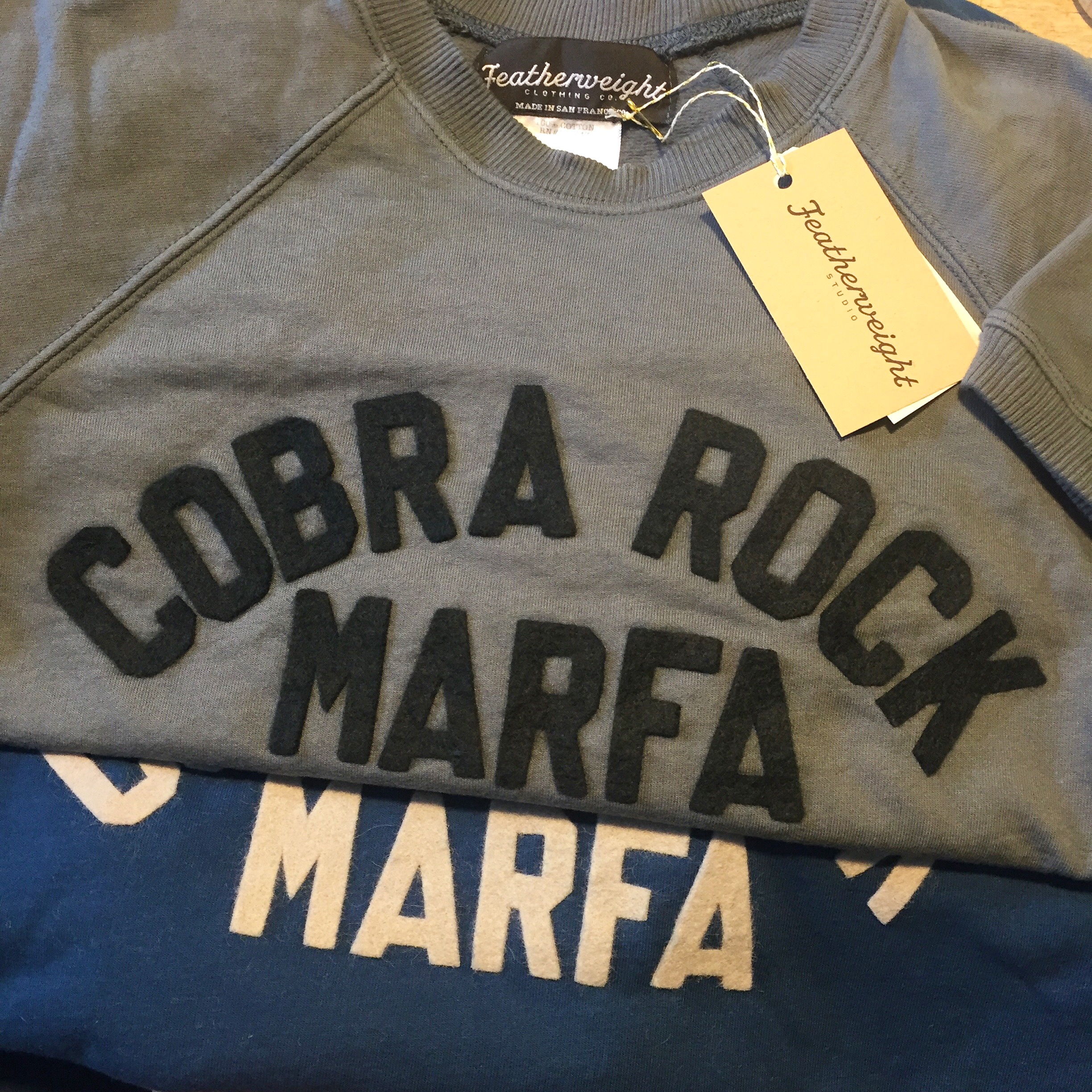 Custom Featherweight Studio sweatshirts for Cobra Rock Marfa