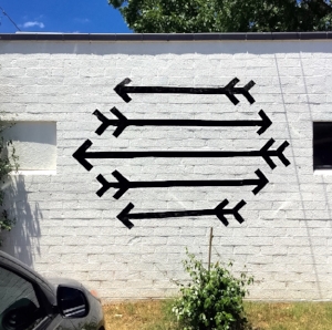 My digital mockup on the coffee shop wall
