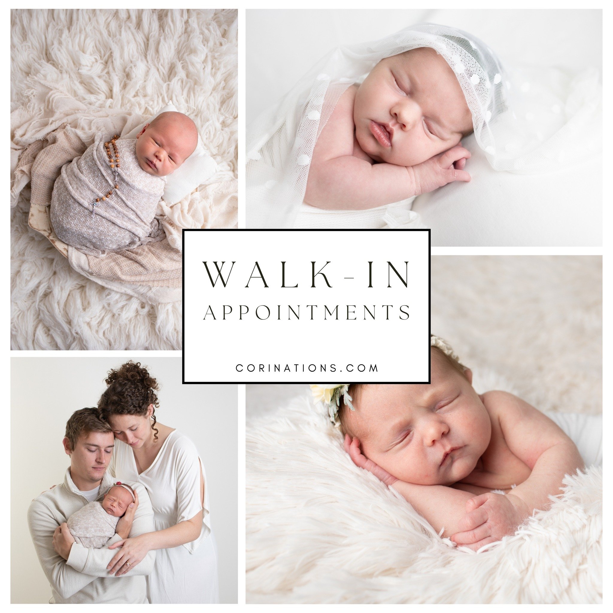 I am so excited to share this new way to schedule. Join me during walk-in hours for a personalized session at your convenience. Upon arrival, you'll be guided through a quick questionnaire to select backdrops based on your chosen package. Within 3 bu