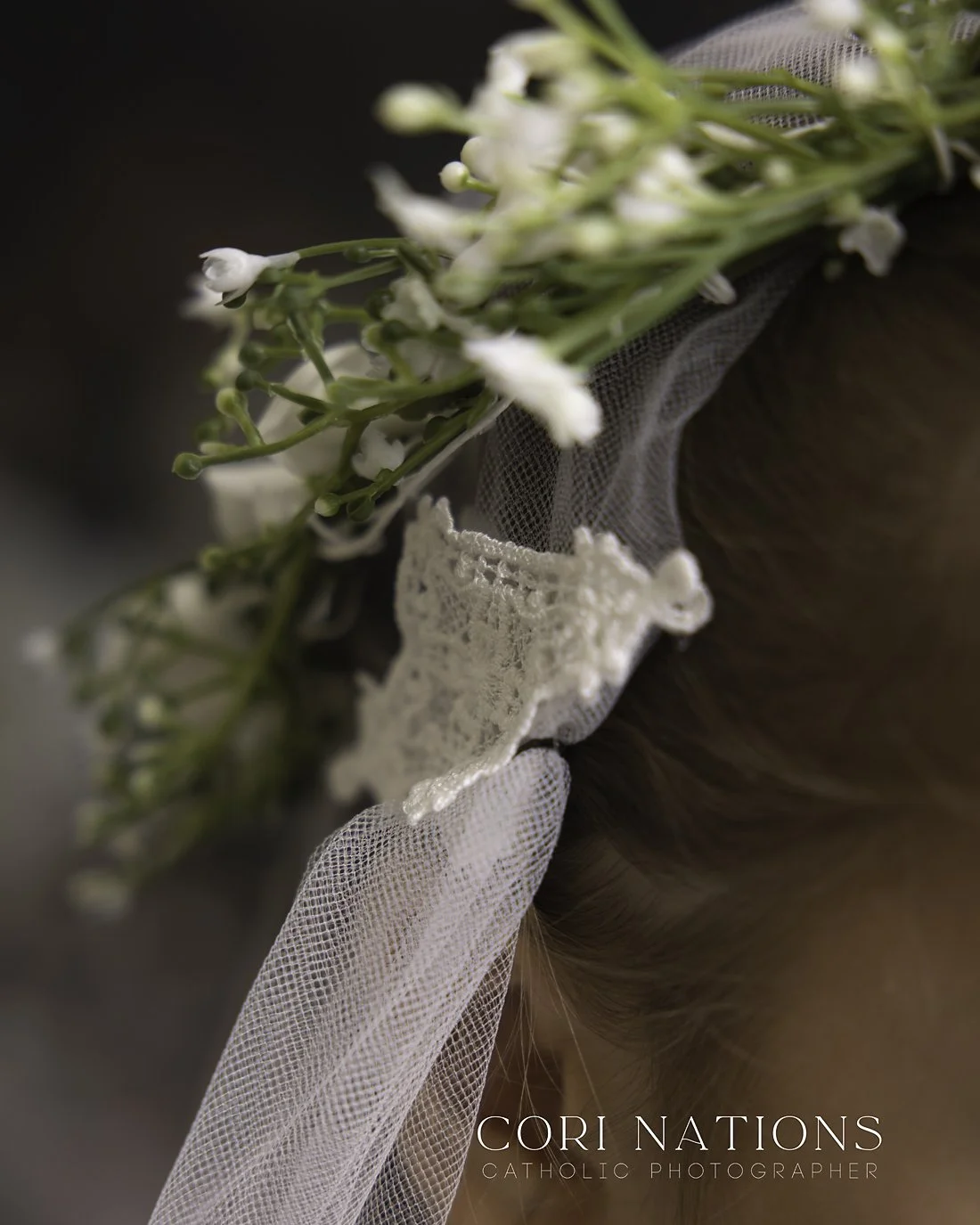 Girl's floral crown First Communion studio photography St. Louis, Missouri