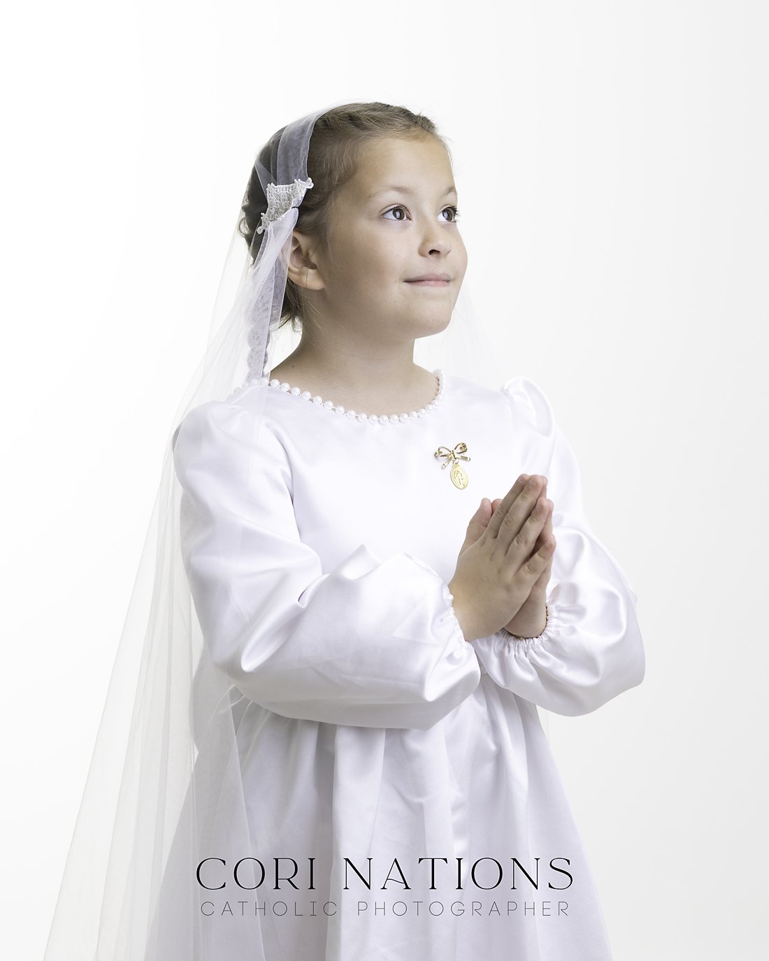 Girl's First Communion white background studio photography St. Louis, Missouri