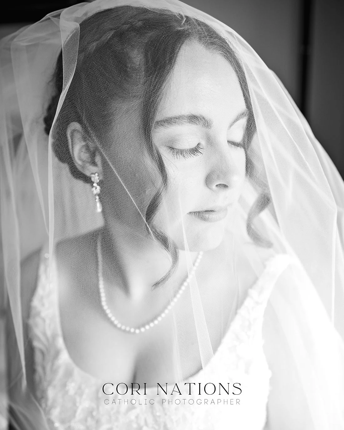 Black and white Catholic bride photography St. Louis, Missouri