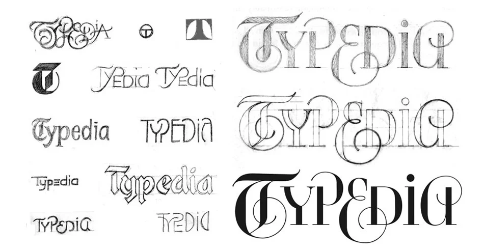 Logo design process for Typedia (the encyclopedia of typefaces)