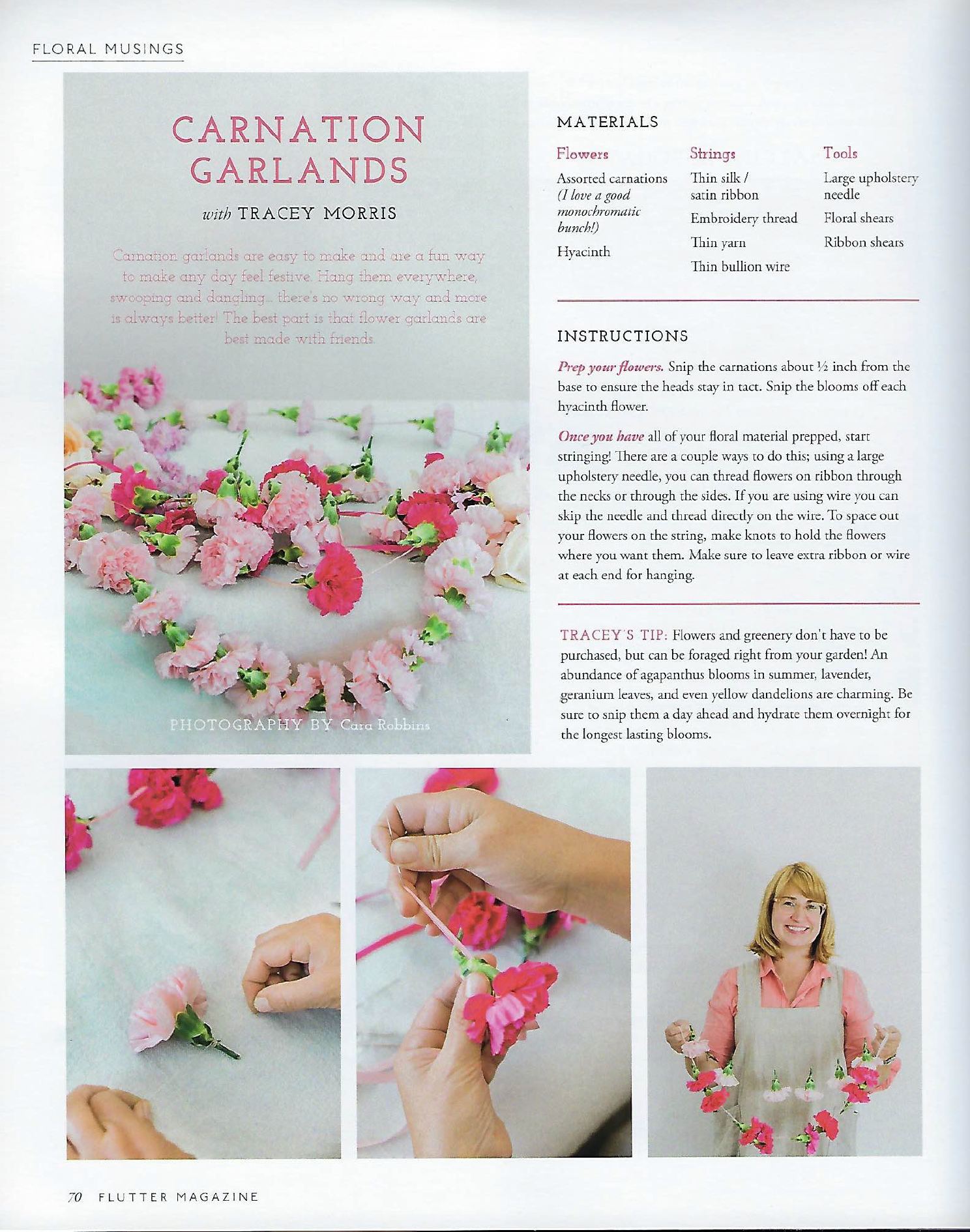 Flutter Magazine (2016 Honeymoon Edition): Carnation Garlands with Tracey Morris